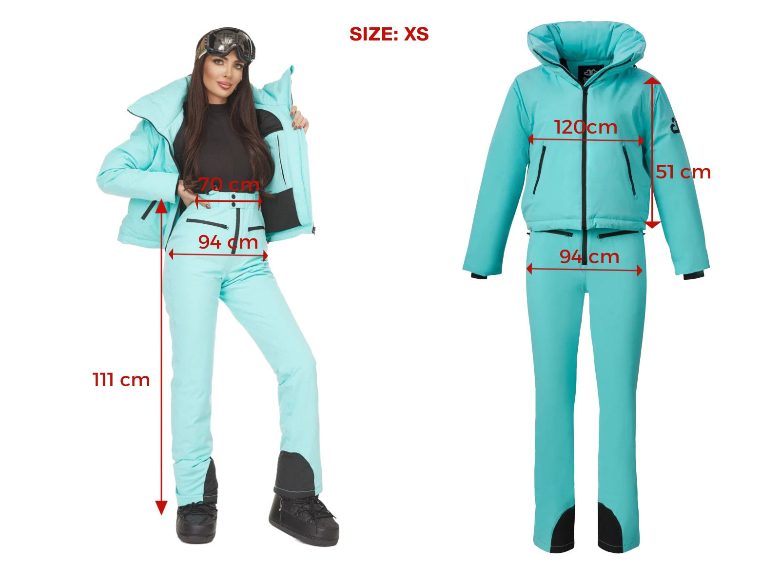 Costum ski casual turcoaz Reasia Bogas