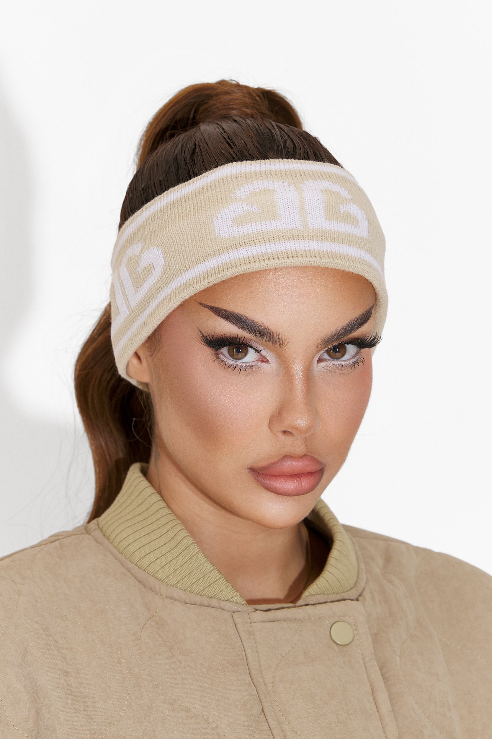 Beige casual women's headband Kasra Bogas