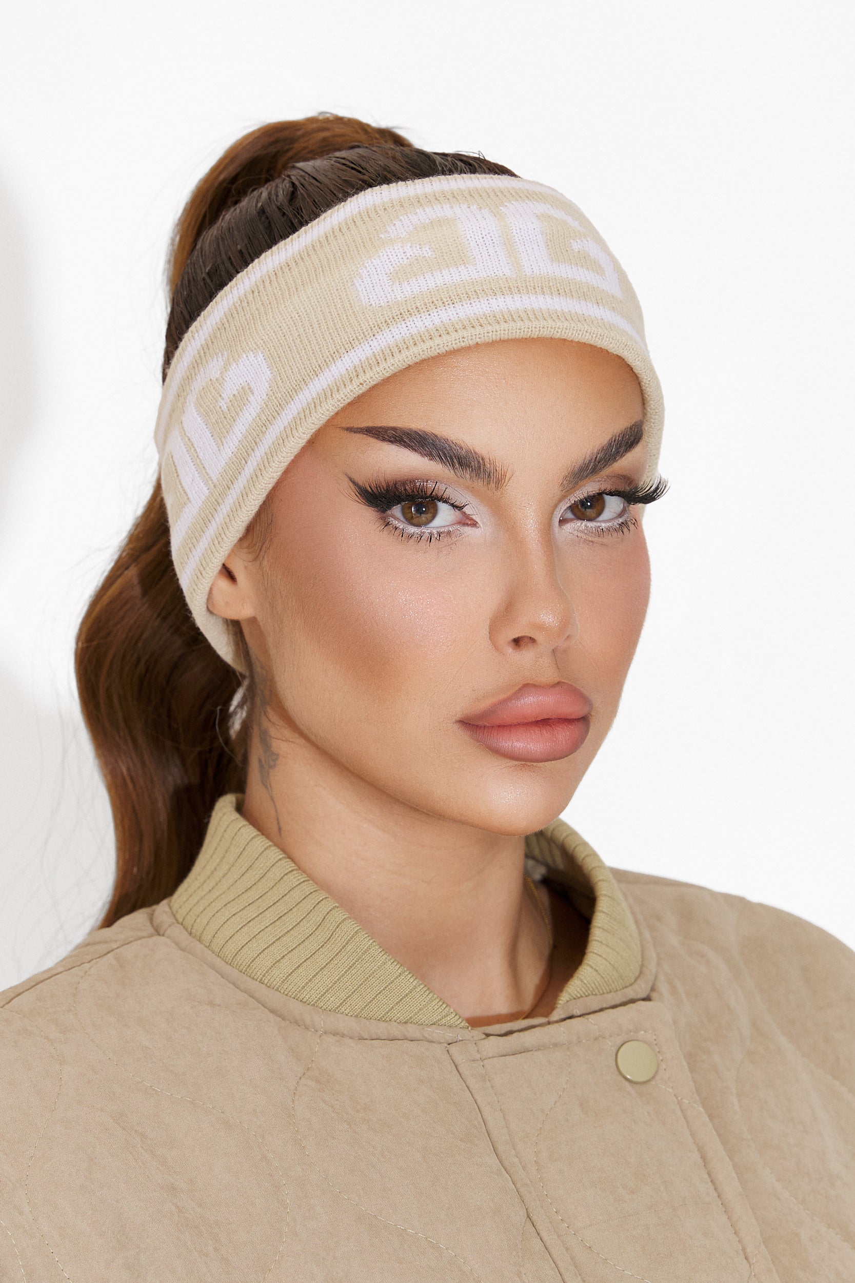 Beige casual women's headband Kasra Bogas