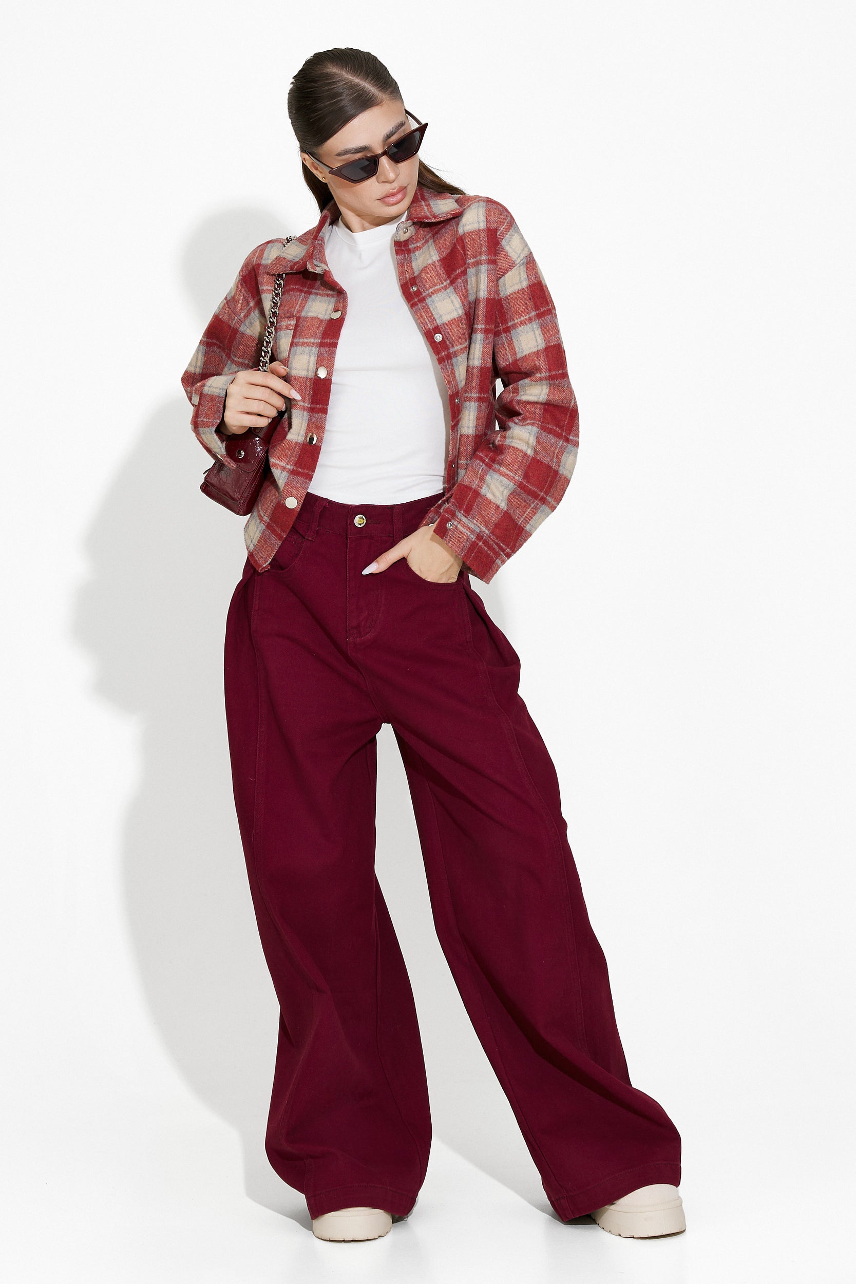 Blugi dama casual burgundy Cherise Bogas