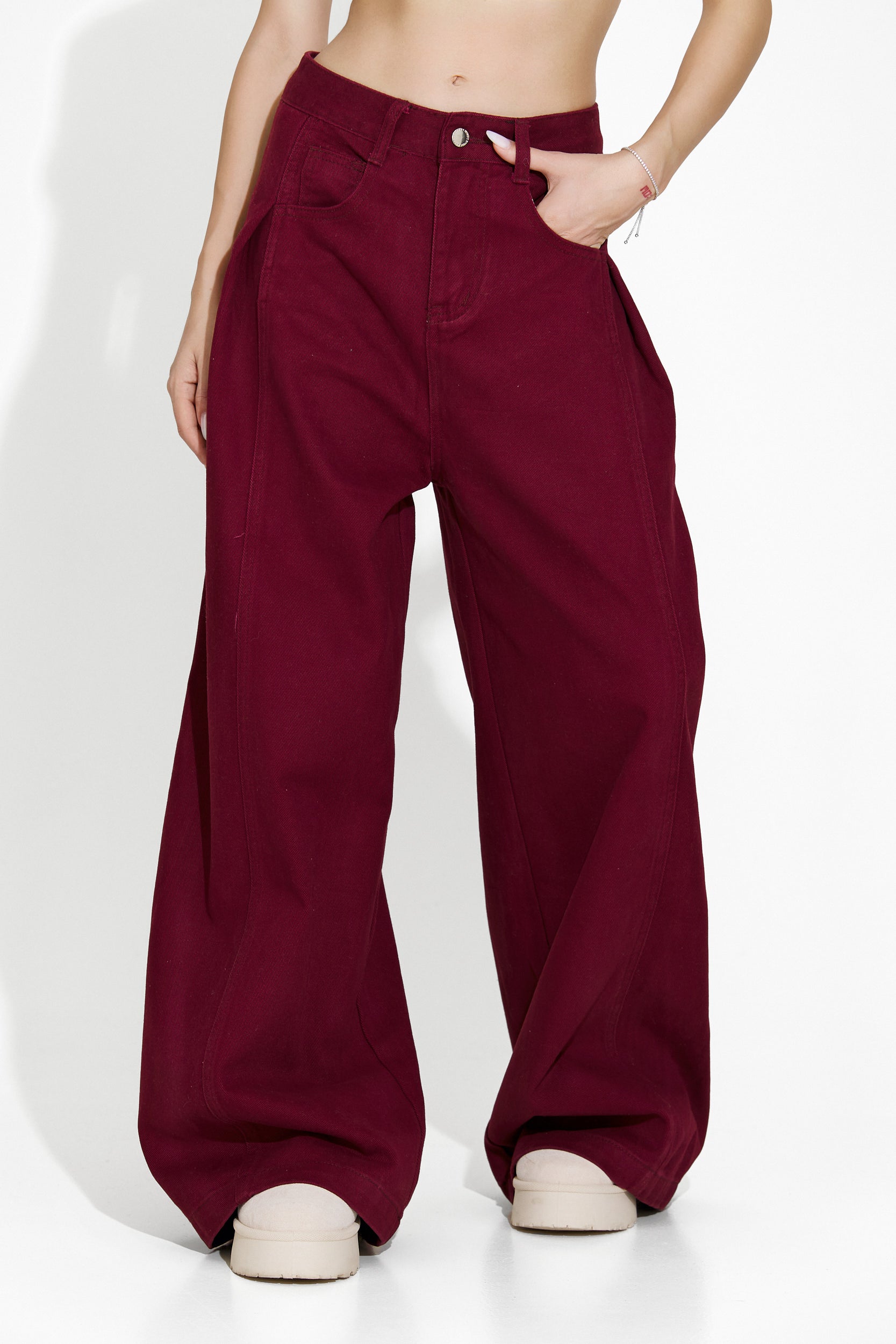 Blugi dama casual burgundy Cherise Bogas