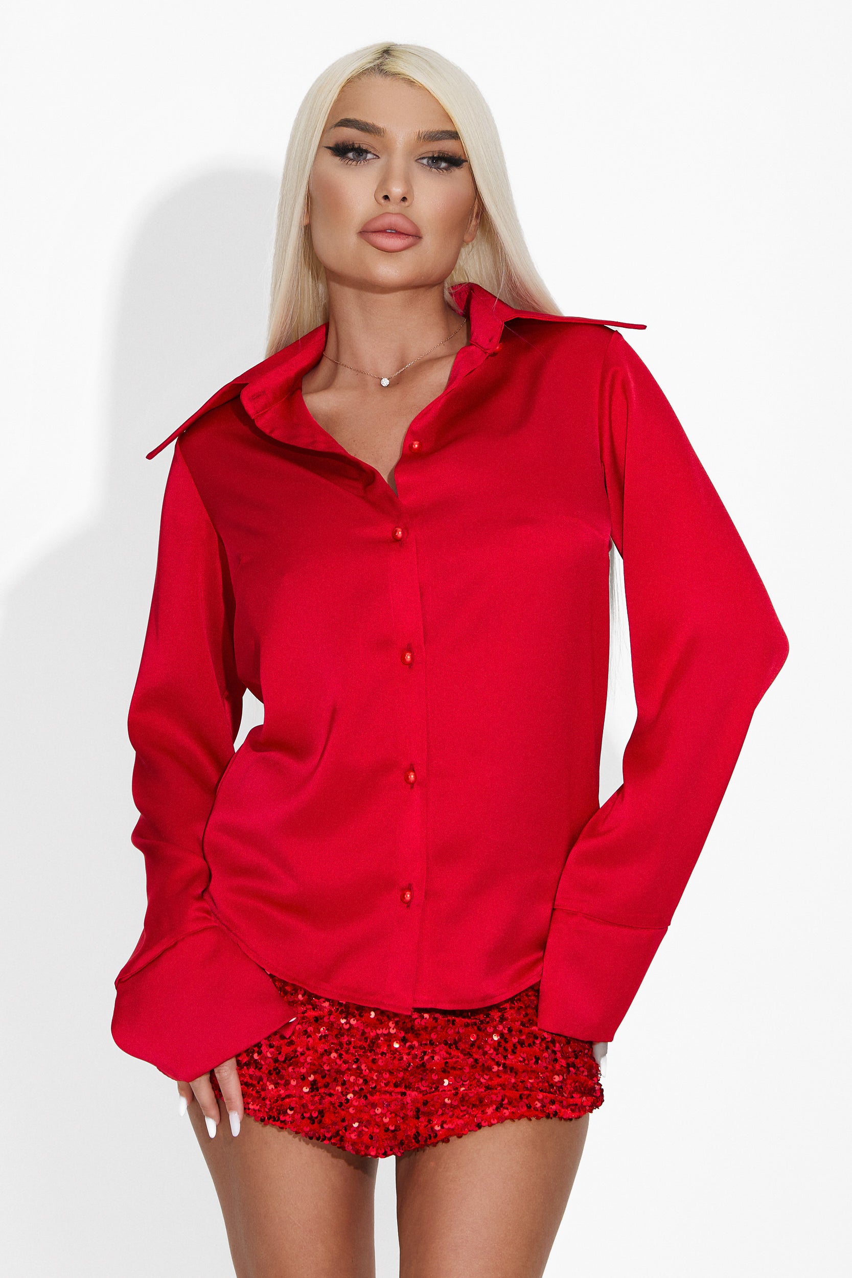 Elegant red women's shirt Acenta Bogas