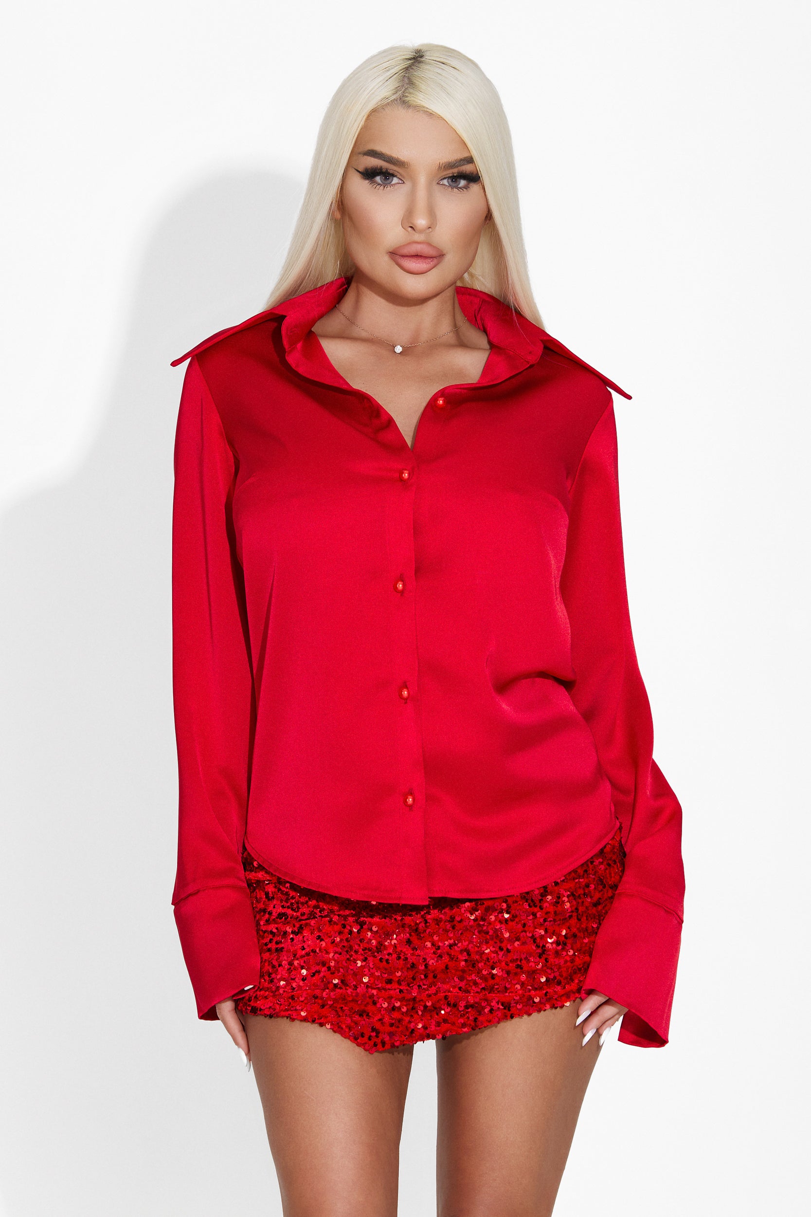 Elegant red women's shirt Acenta Bogas