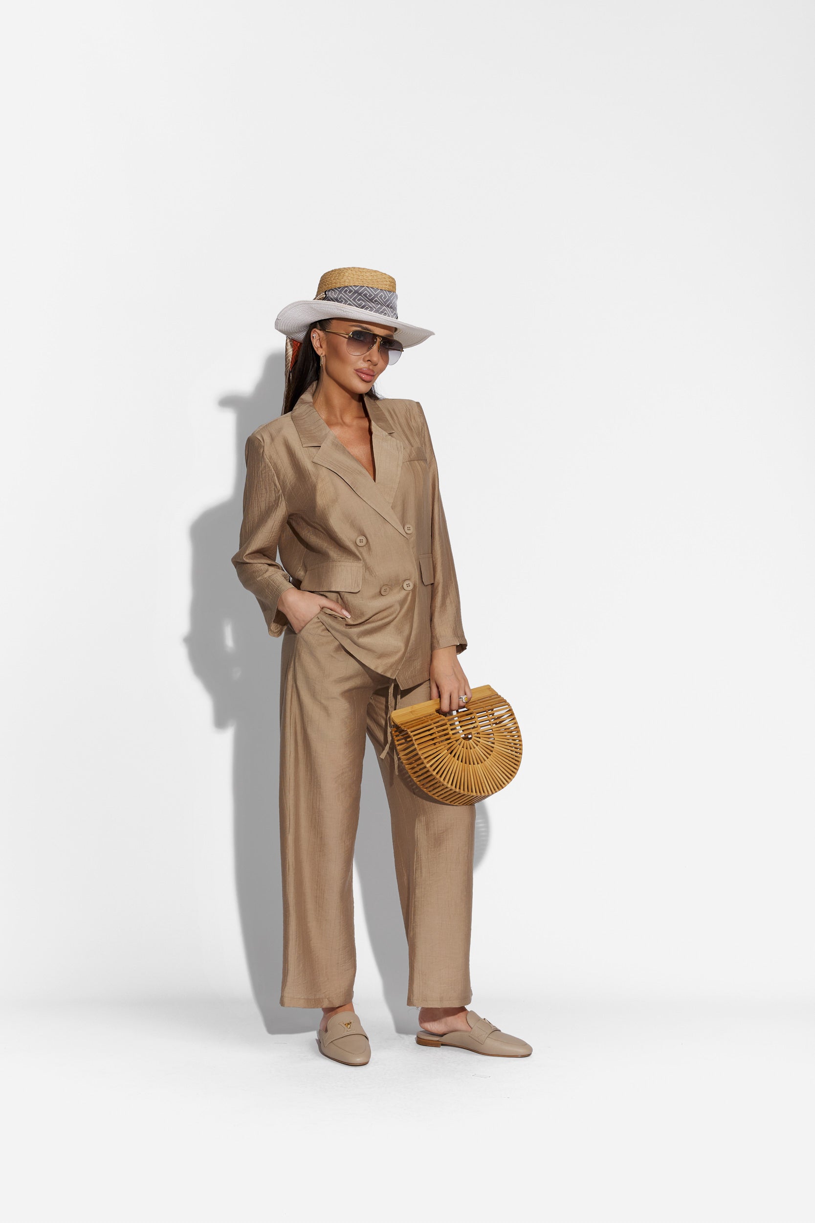 Ladies' elegant brown Salesa Bogas trouser suit