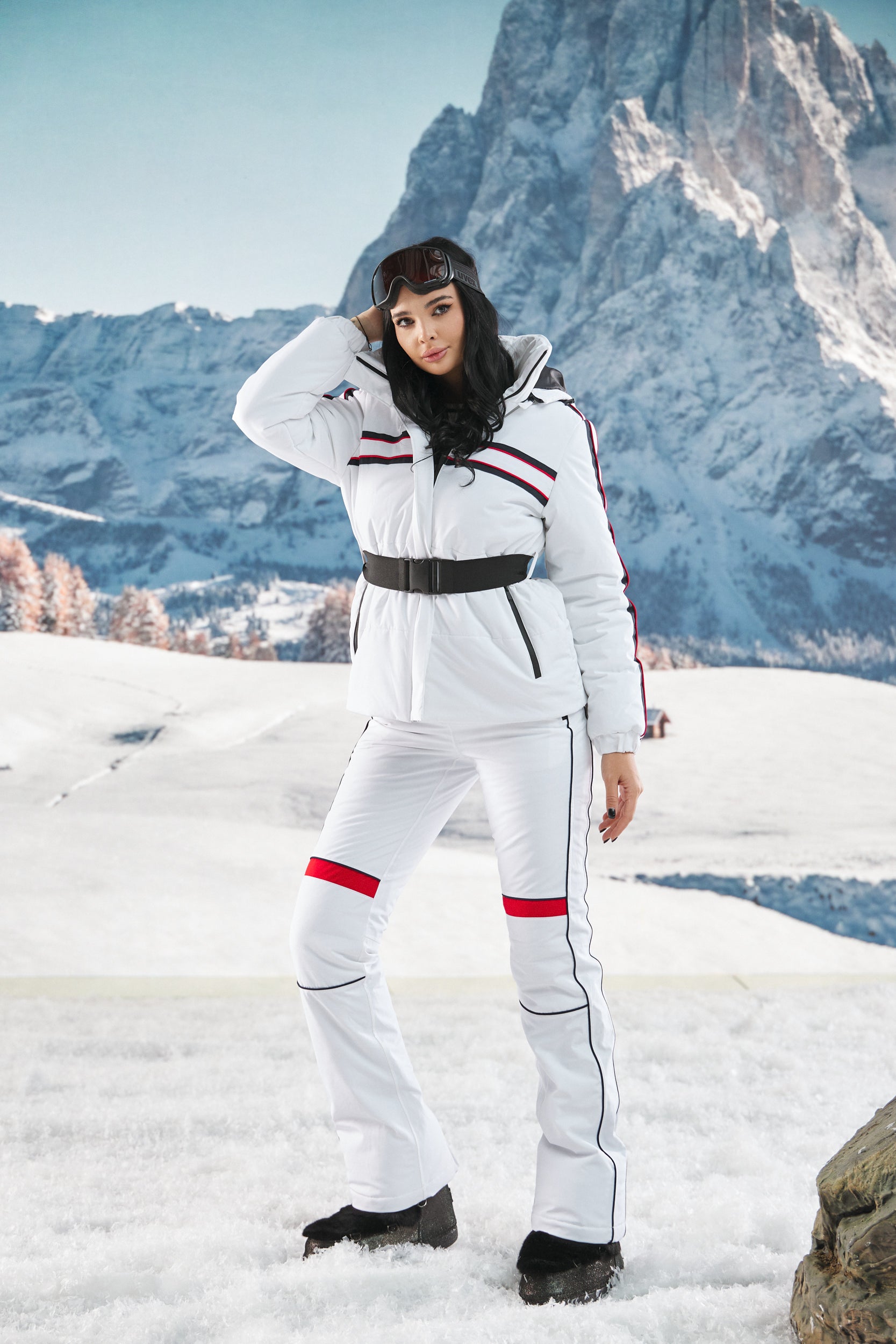 Costum ski dama alb Zapys Bogas