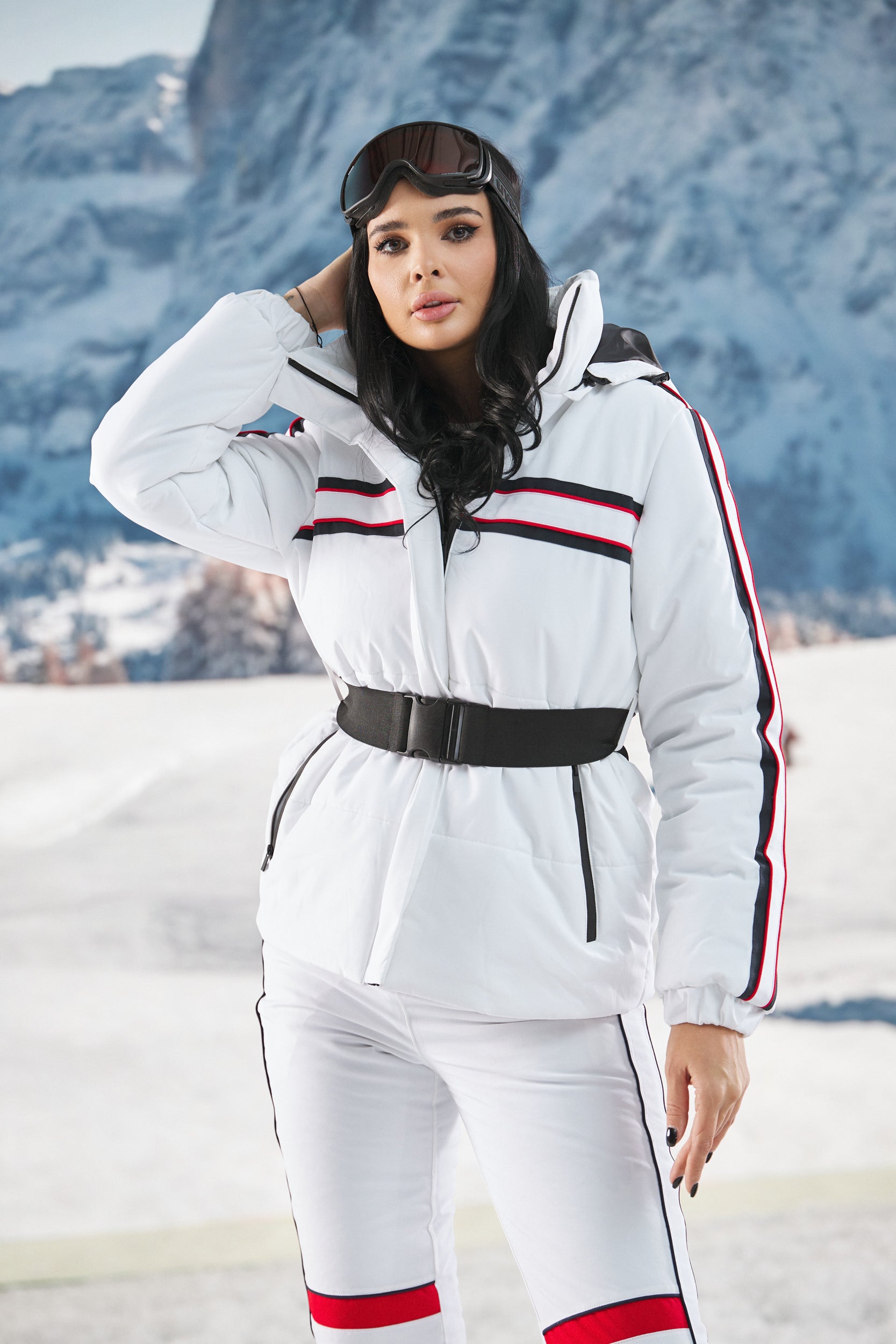 Costum ski dama alb Zapys Bogas