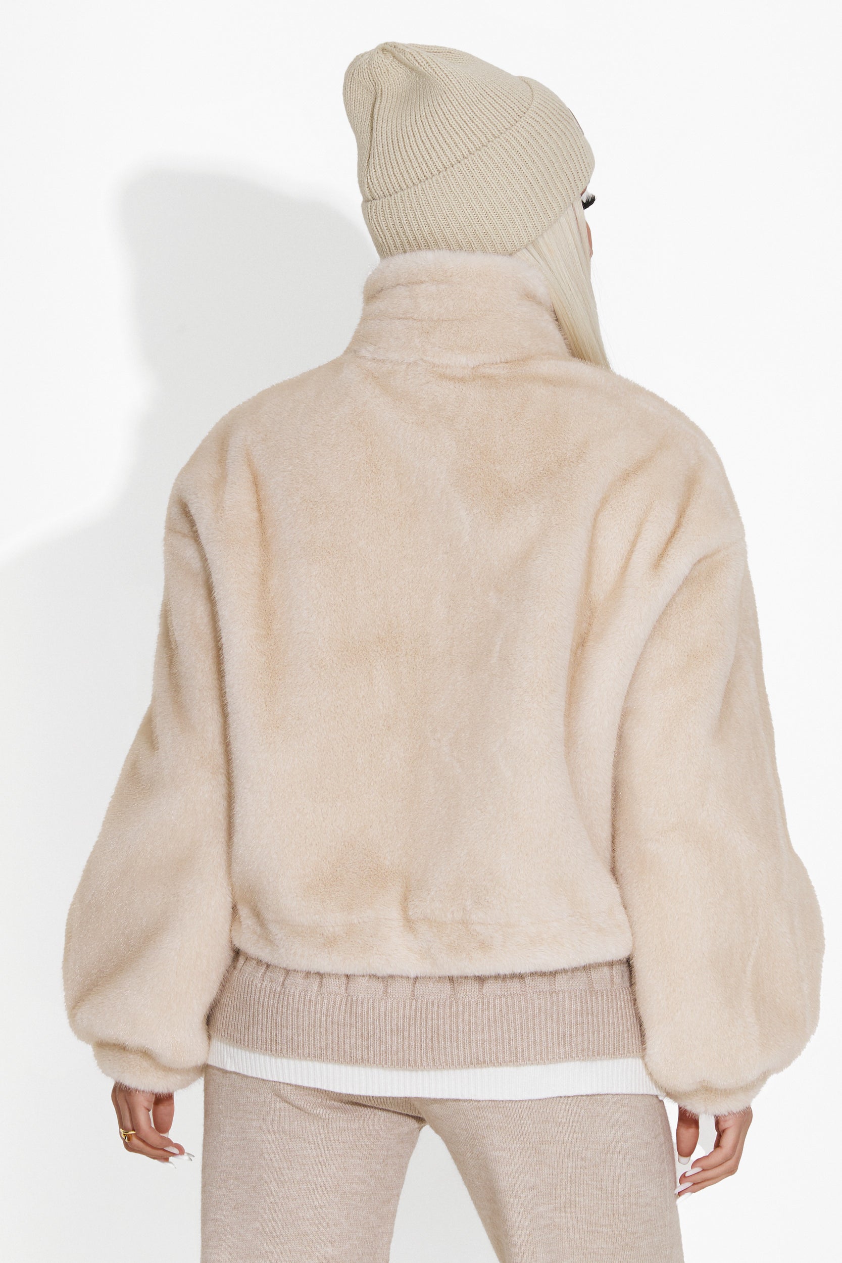 Beige fur coat Bemona Bogas