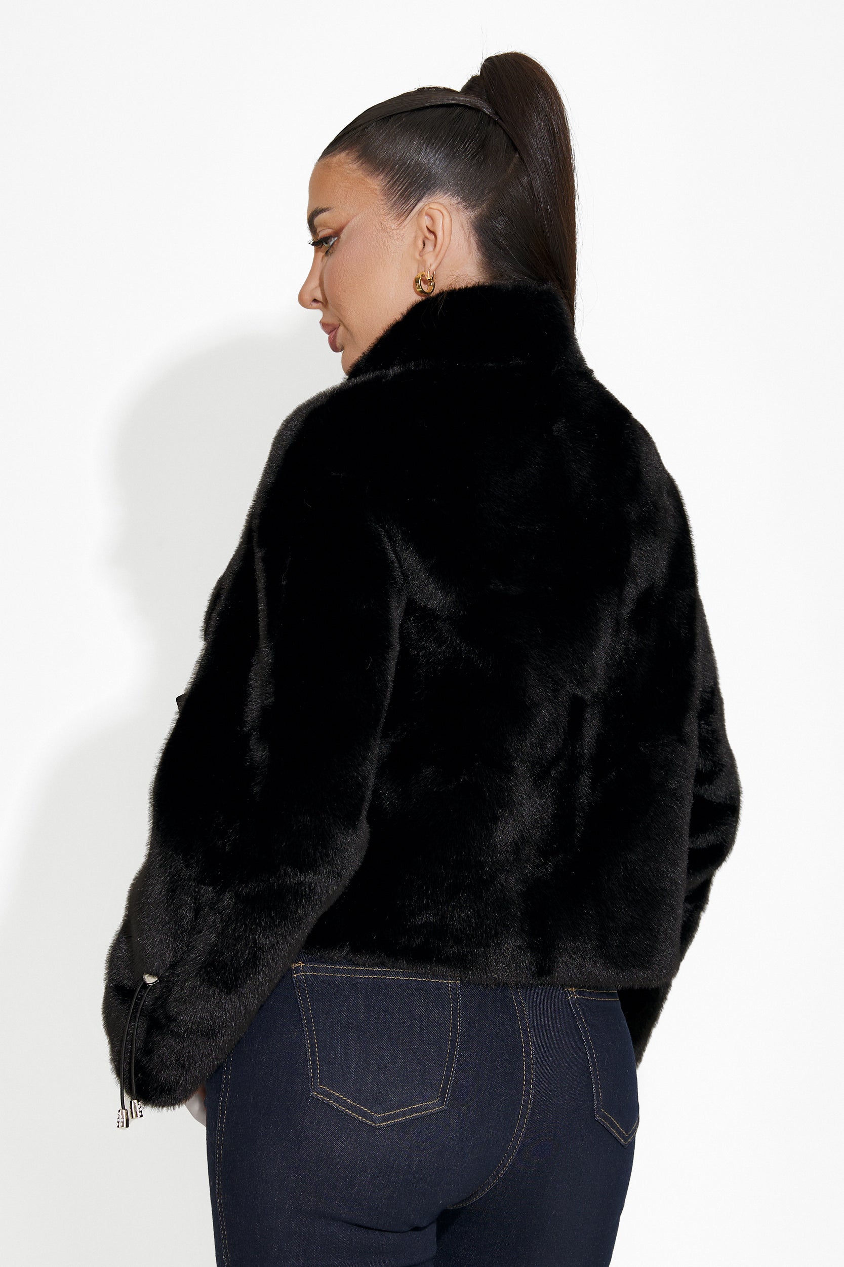 Darlene Bogas black fur coat