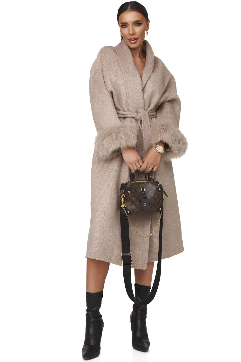 Elegant brown women's coat Temias Bogas