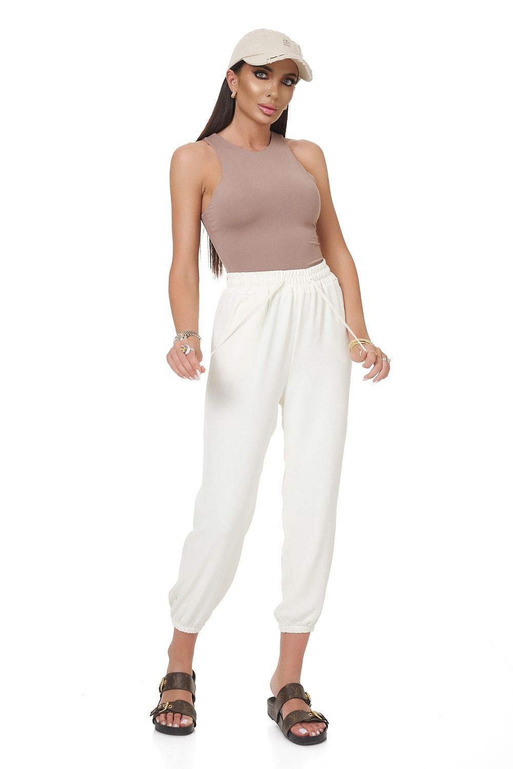 Beige casual women's pants Didea Bogas