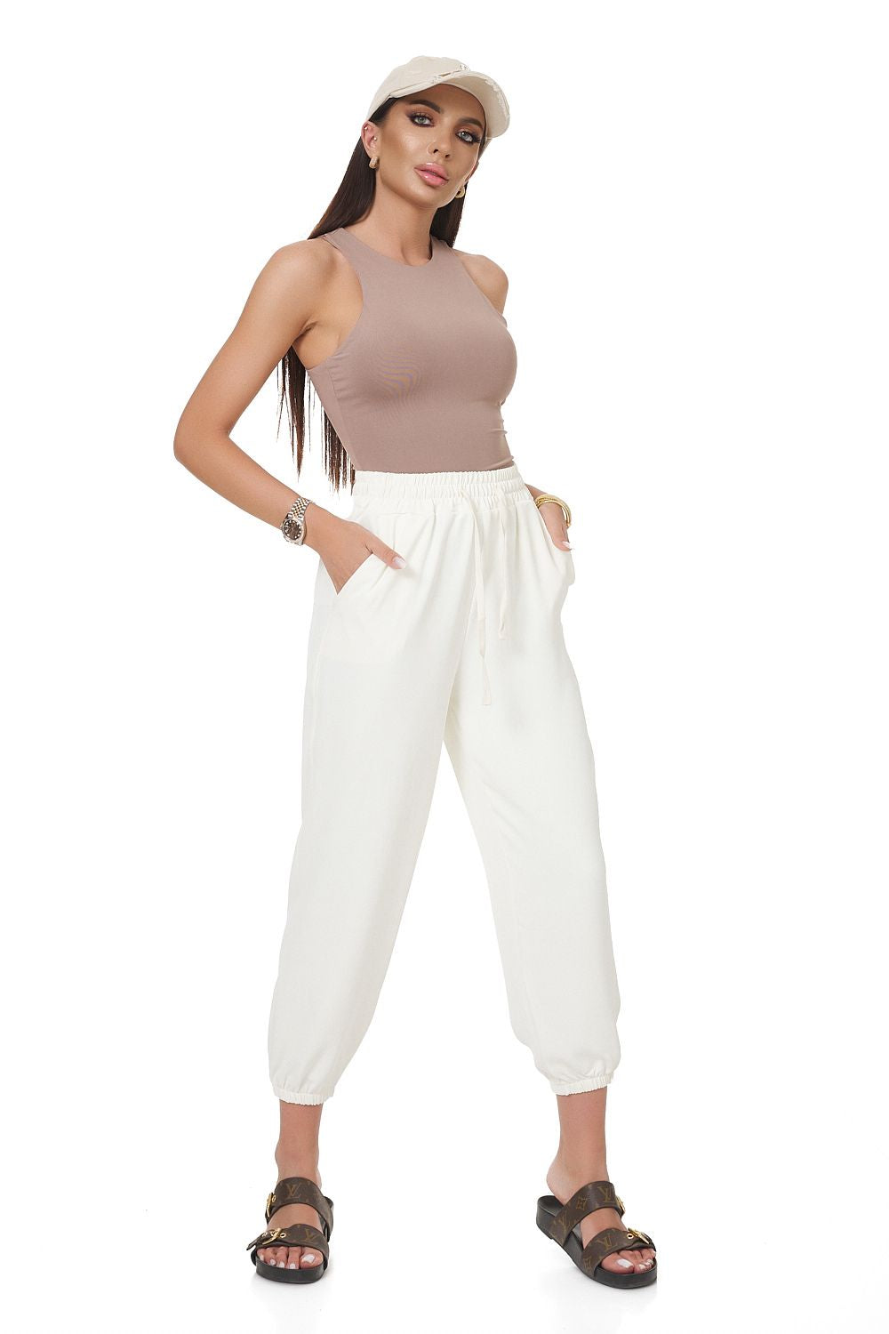 Beige casual women's pants Didea Bogas