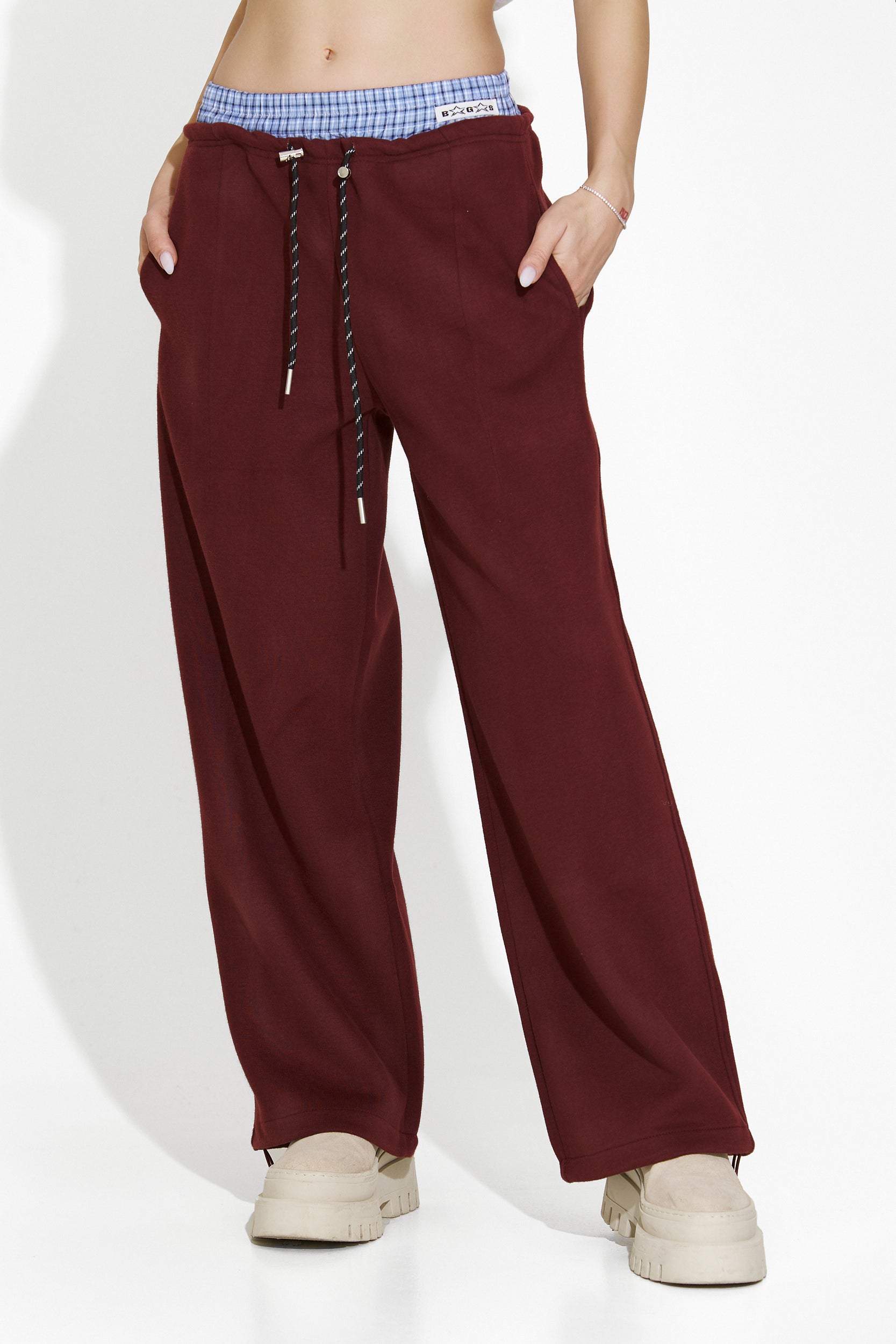 Pantaloni dama casual burgundy Elease Bogas