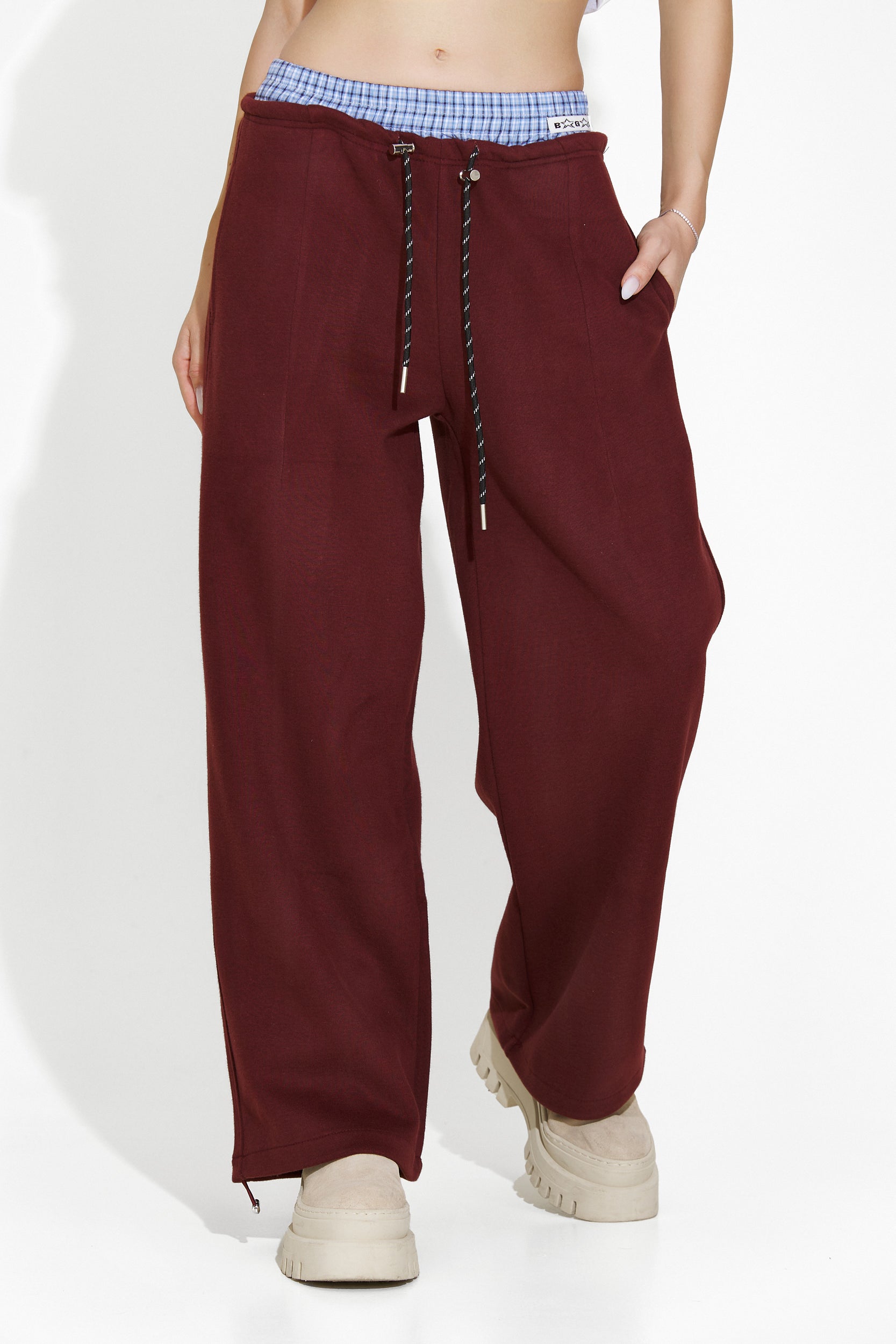 Pantaloni dama casual burgundy Elease Bogas