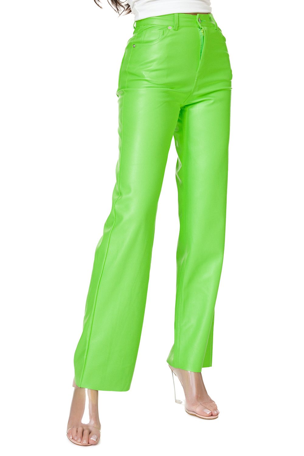 Pantaloni dama eleganti verde neon Pintalo Bogas