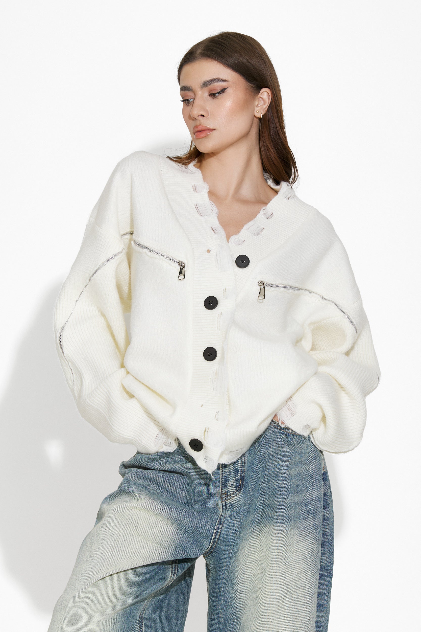 Women's white casual sweater Doneta Bogas