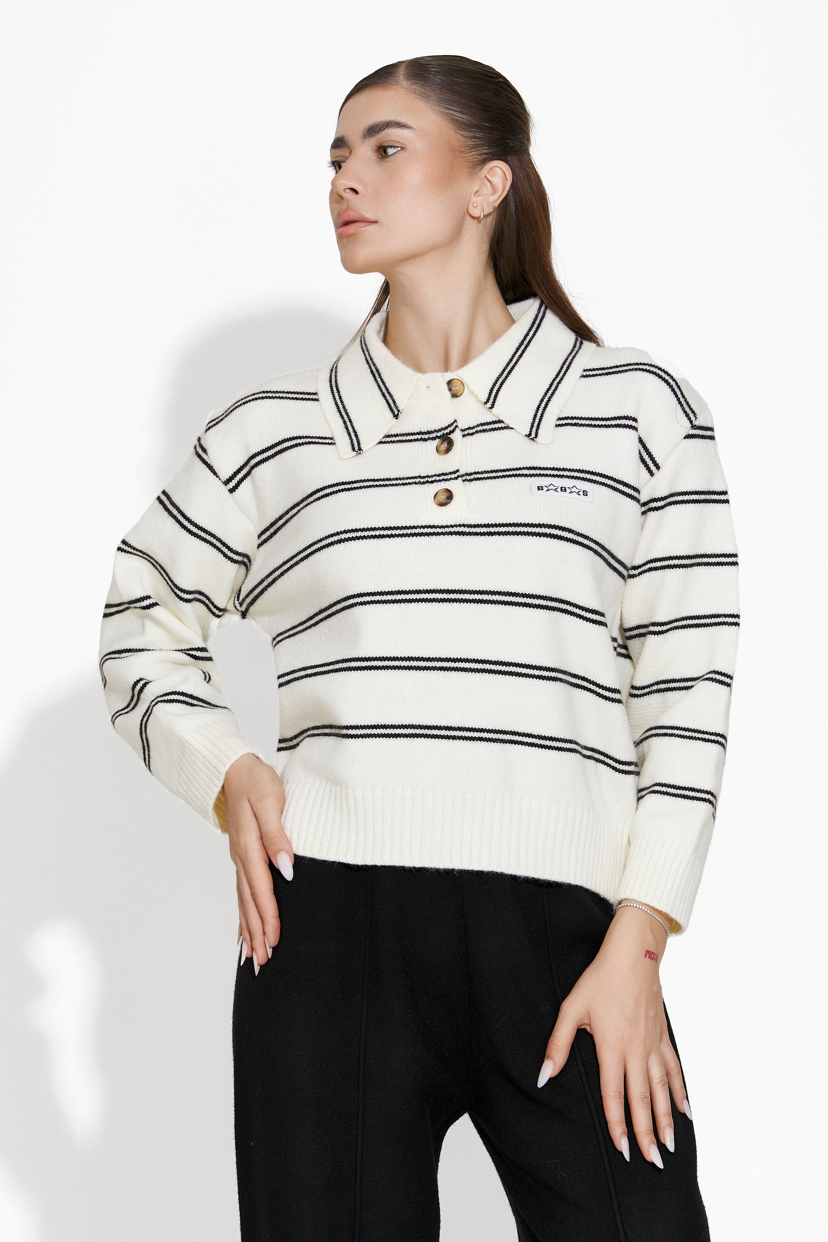 Casual Lady Sweater Alb Oivia Bogas