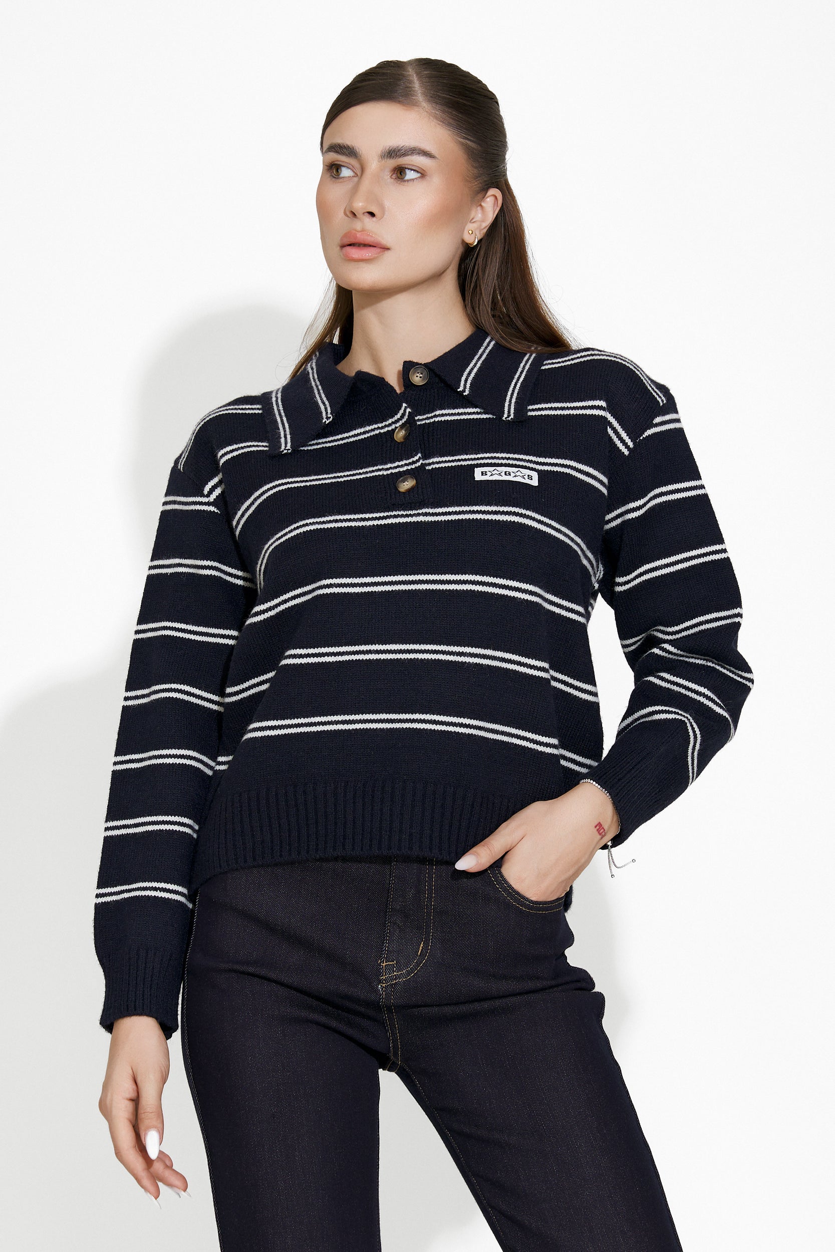 Oivia Bogas navy blue casual women's sweater