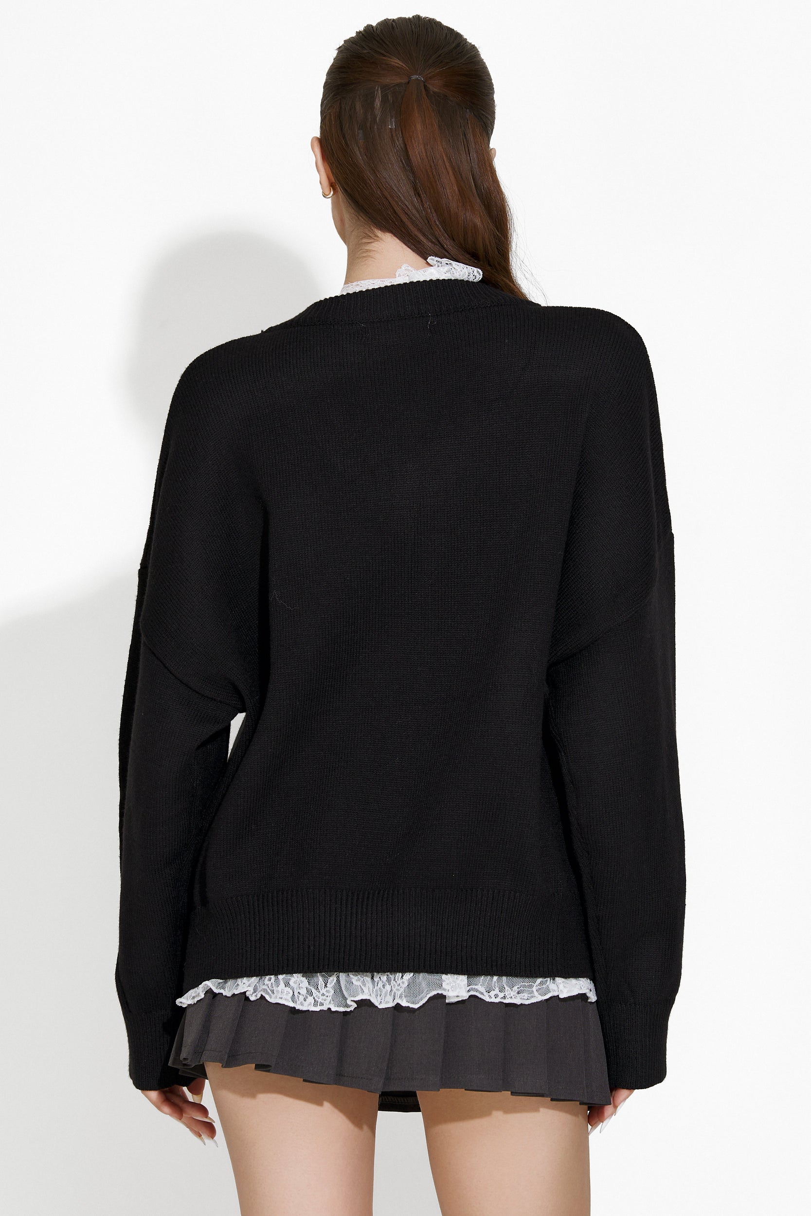 Women's casual black sweater Emetha Bogas