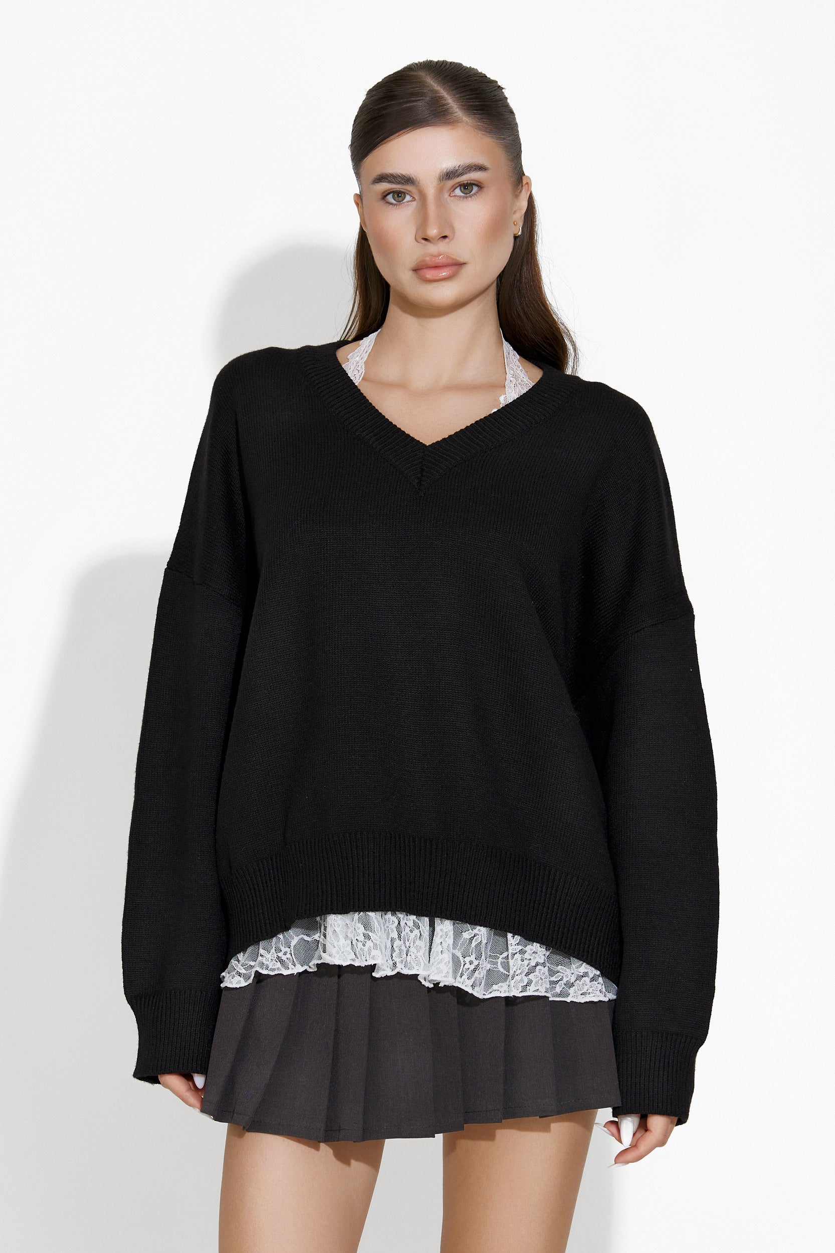 Women's casual black sweater Emetha Bogas