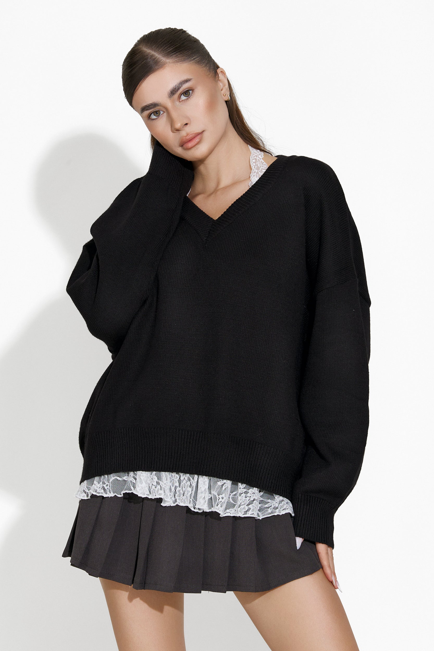 Women's casual black sweater Emetha Bogas