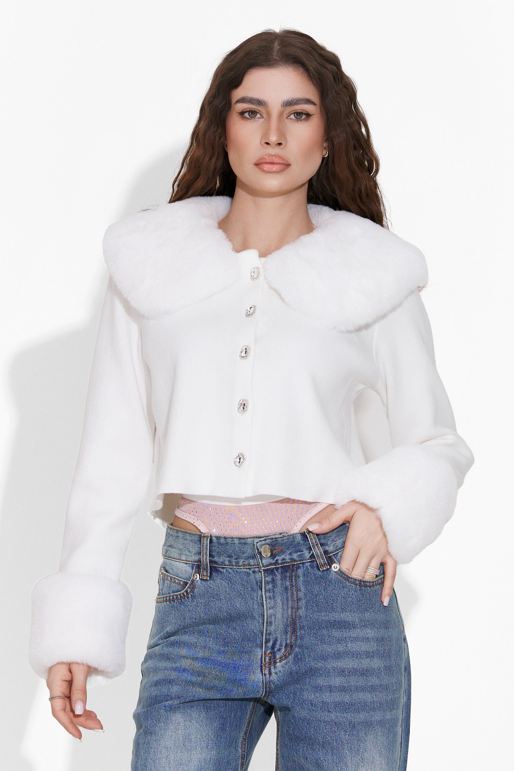 Elegant white women's sweater Adele Bogas