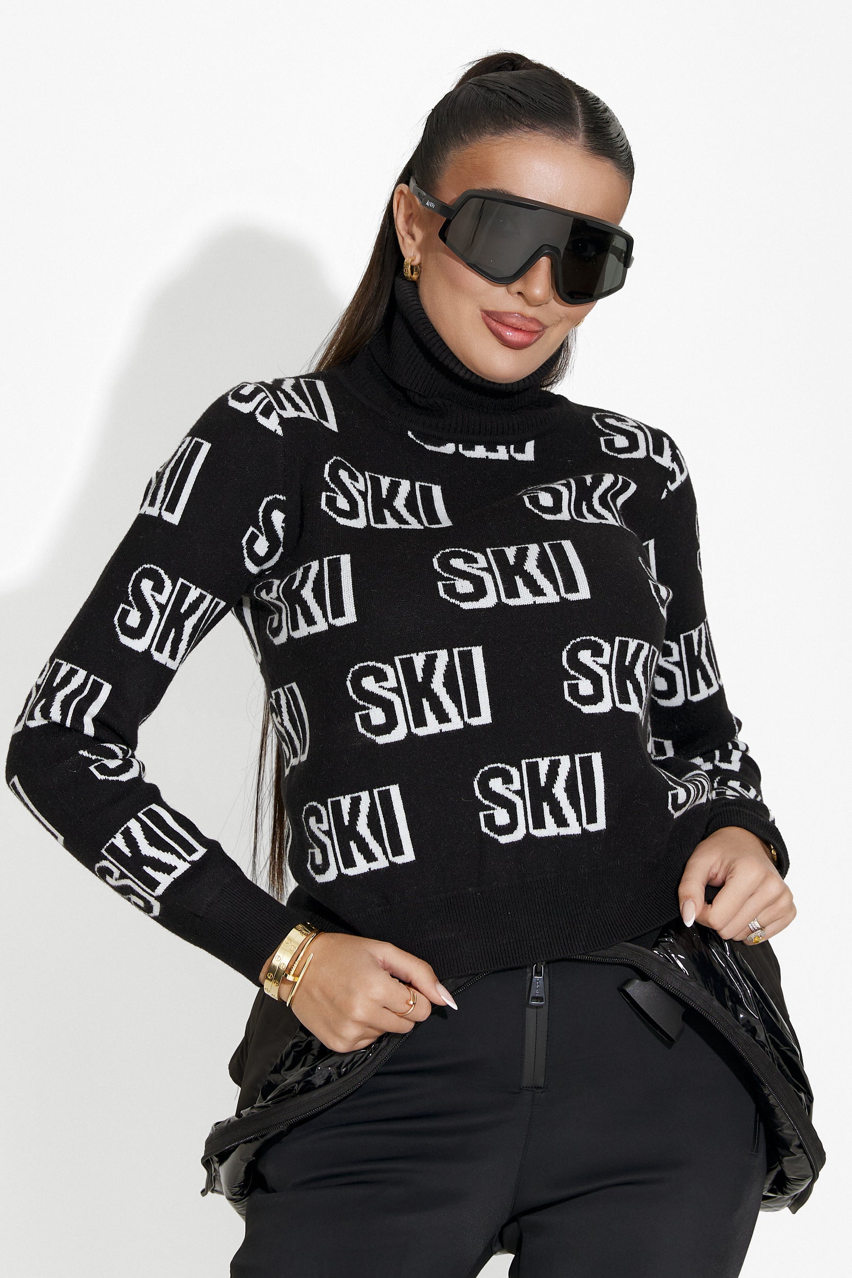 Women's black Caresia Bogas ski sweater