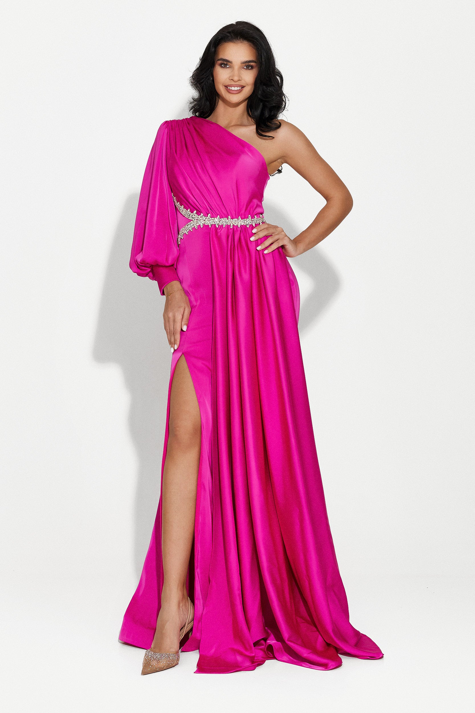 Long fuchsia dress hotsell