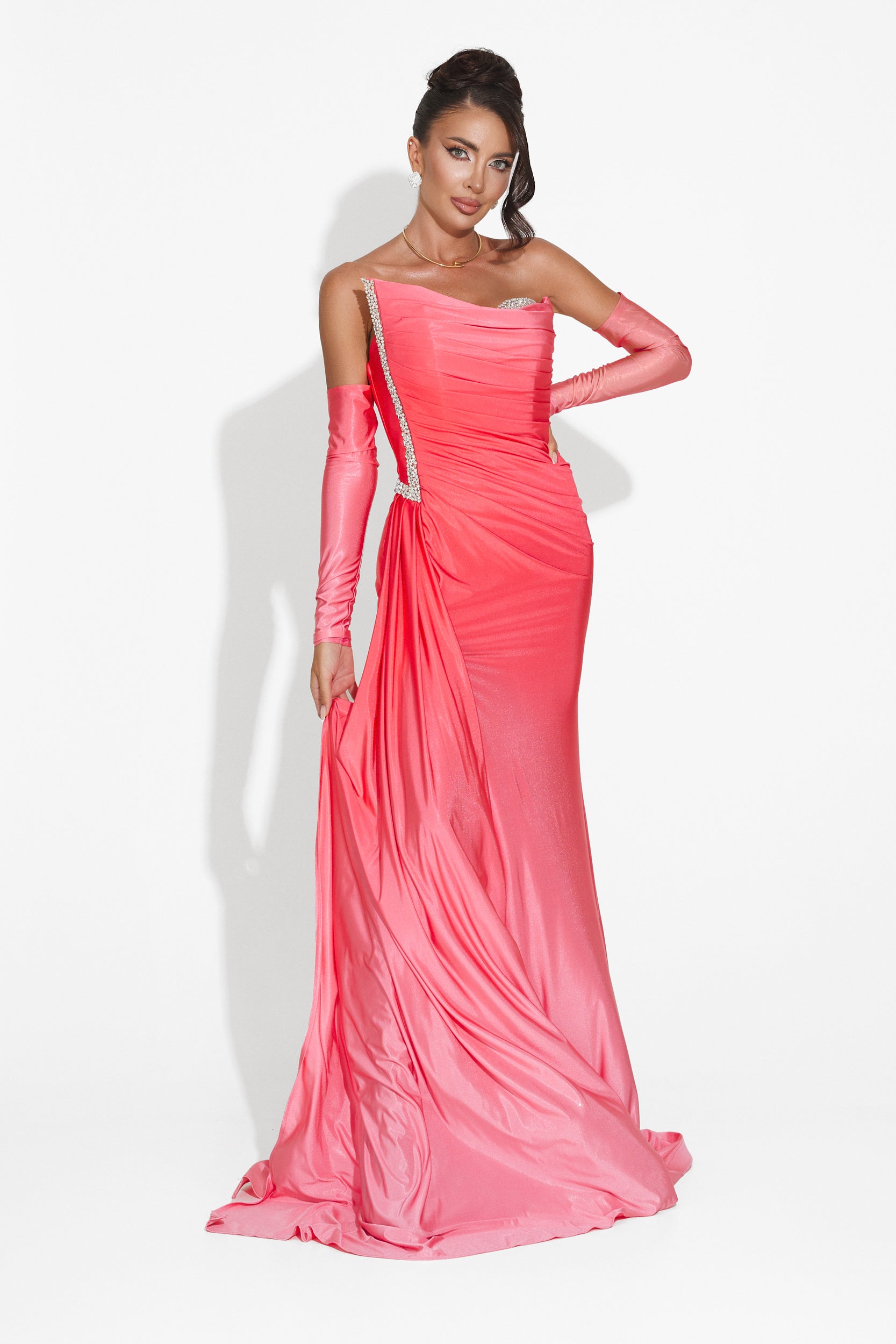 Rochie dama lunga fucsia Evimea Bogas