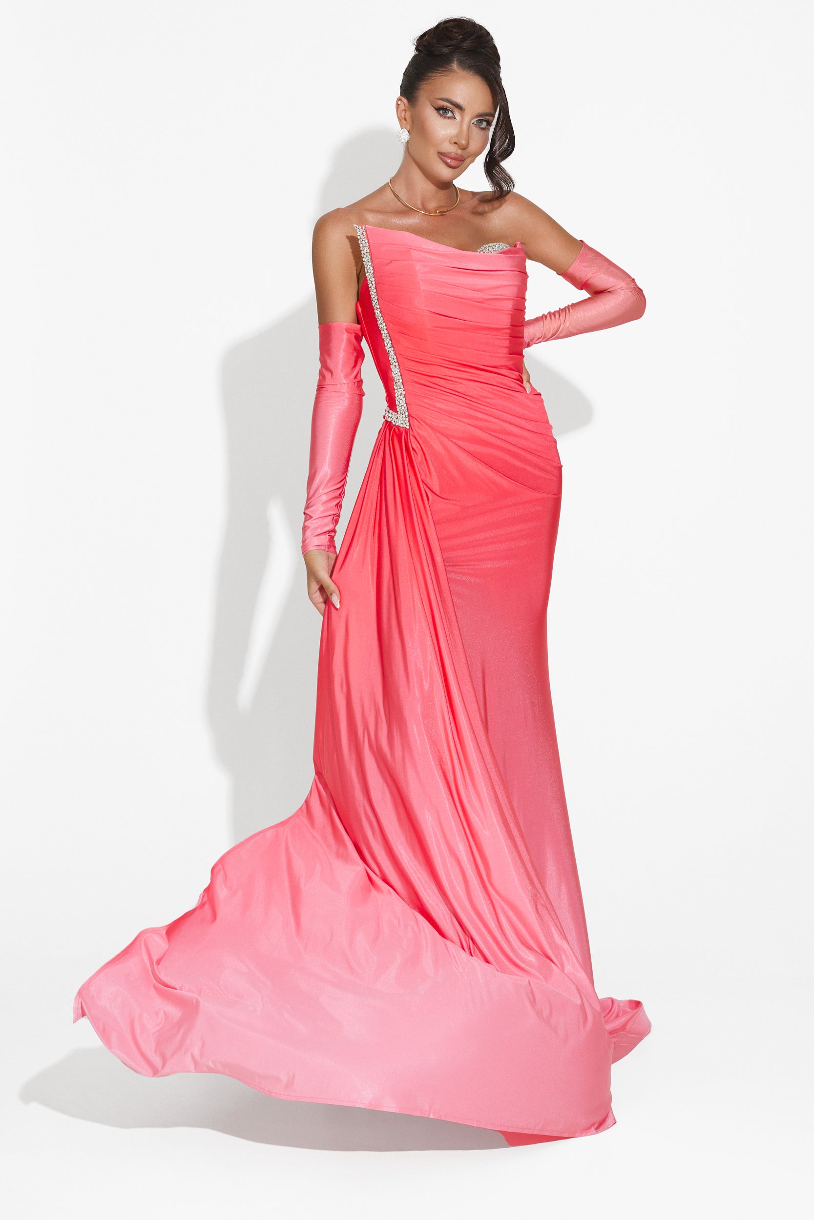 Rochie dama lunga fucsia Evimea Bogas