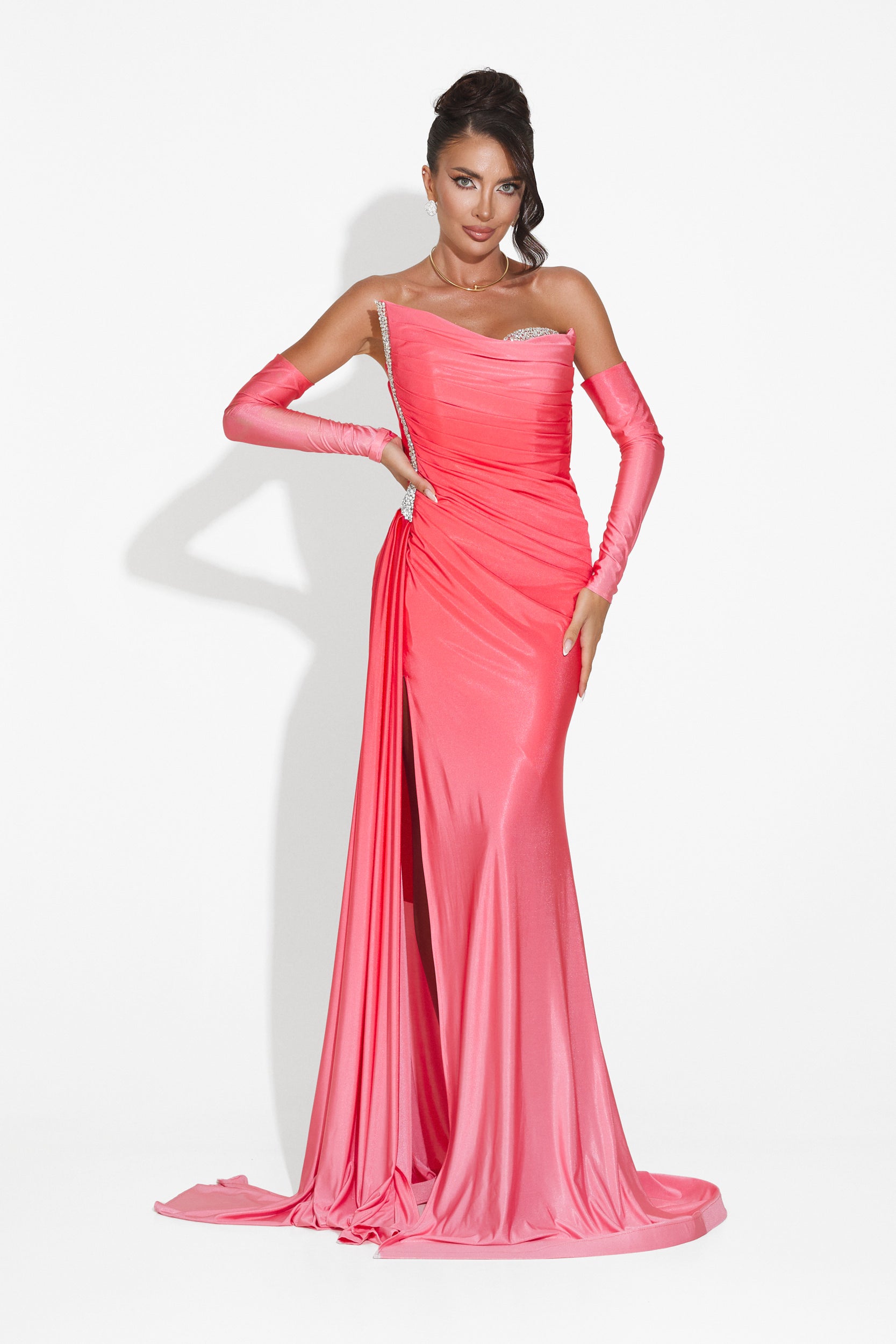 Rochie dama lunga fucsia Evimea Bogas