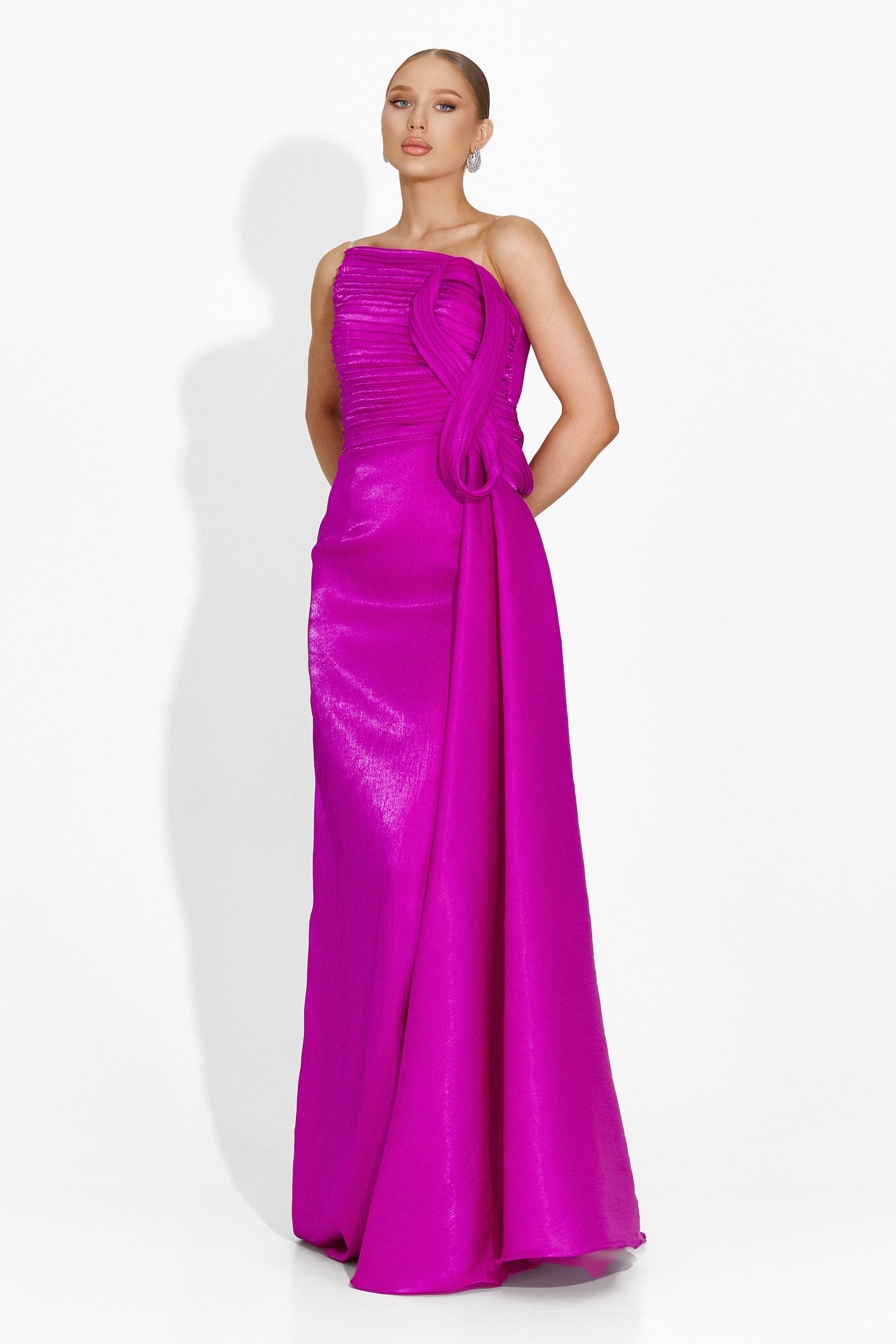 Rochie dama lunga fucsia Jadora Bogas