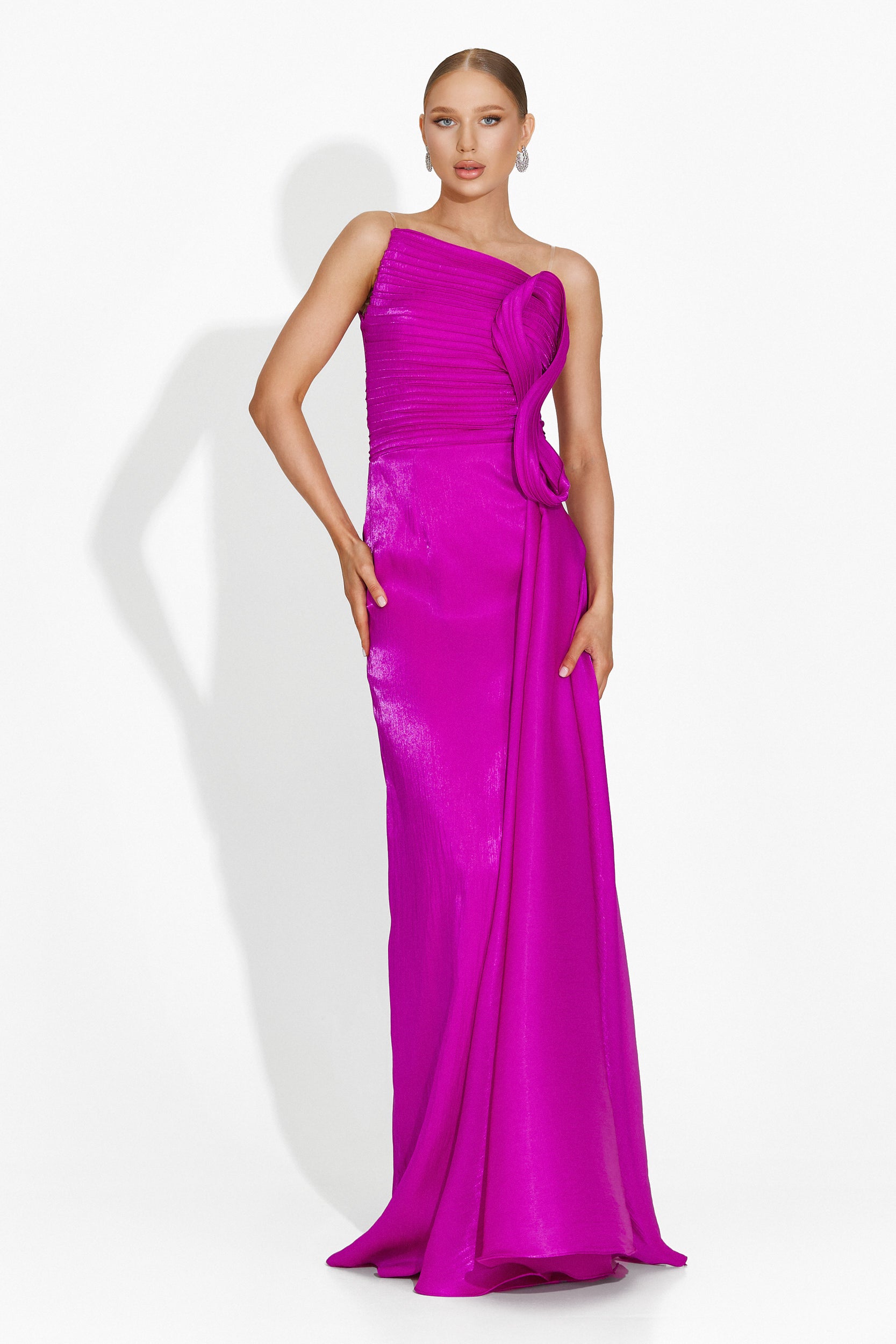 Rochie dama lunga fucsia Jadora Bogas