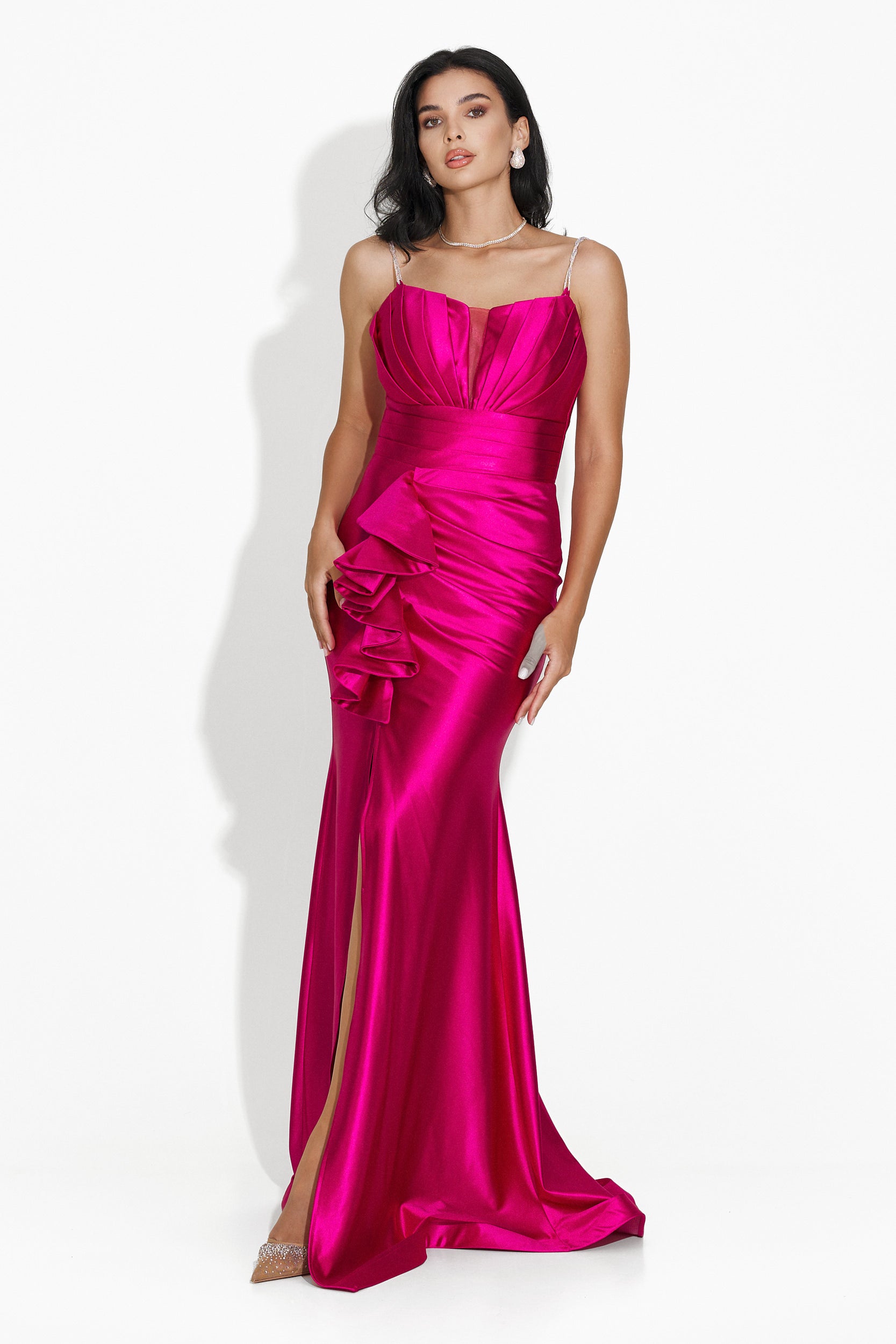 Rochie dama lunga fucsia Lauria Bogas