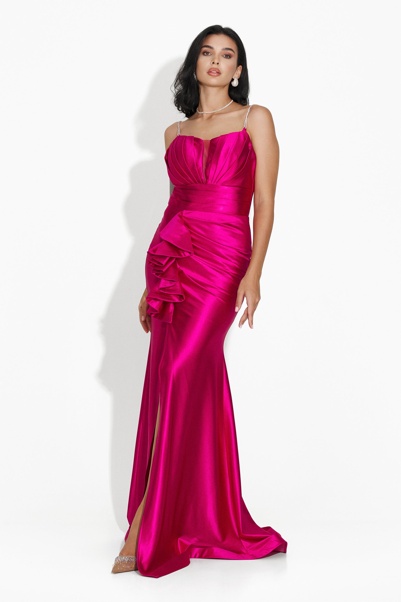 Rochie dama lunga fucsia Lauria Bogas