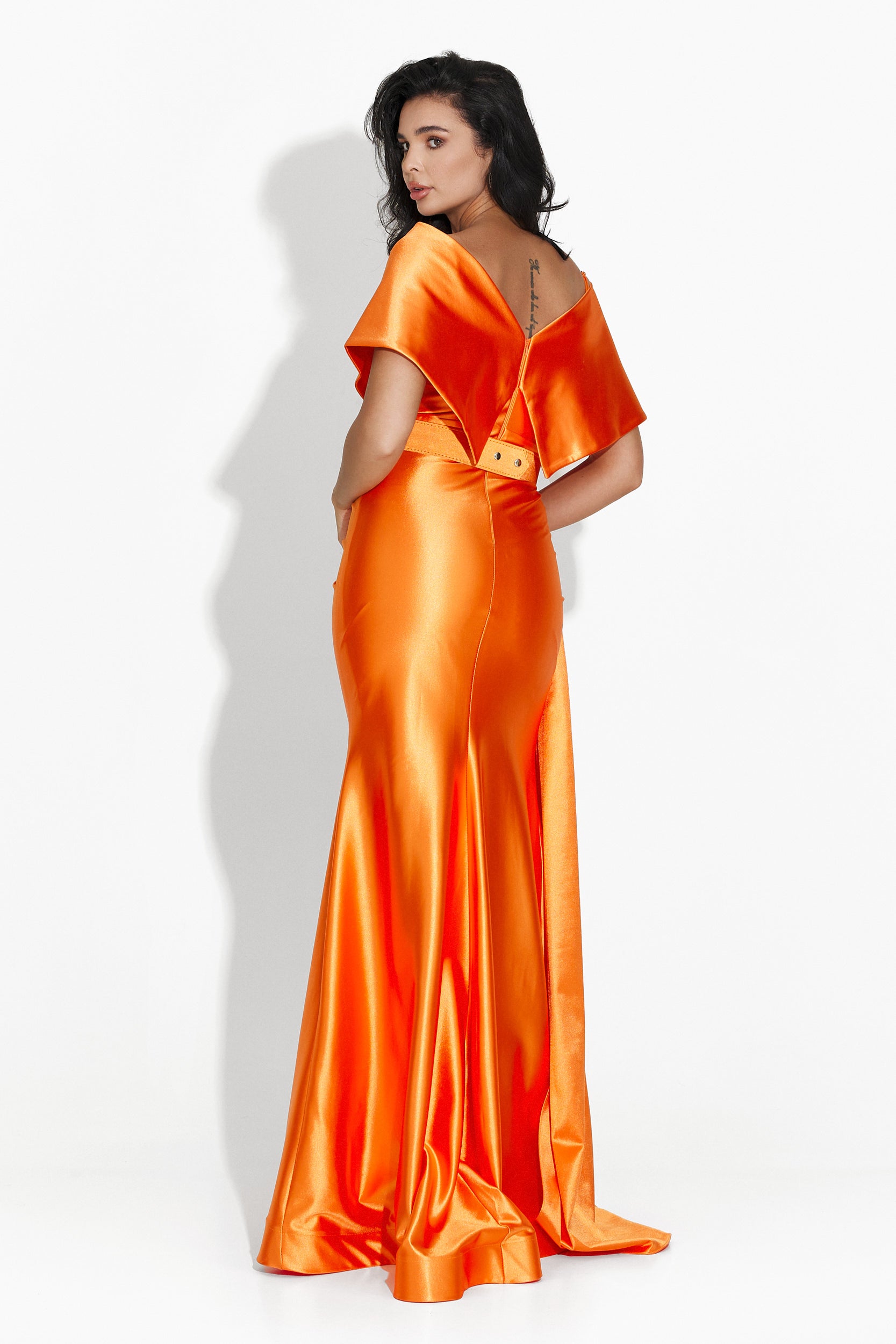 Long orange women's dress Isembra Bogas