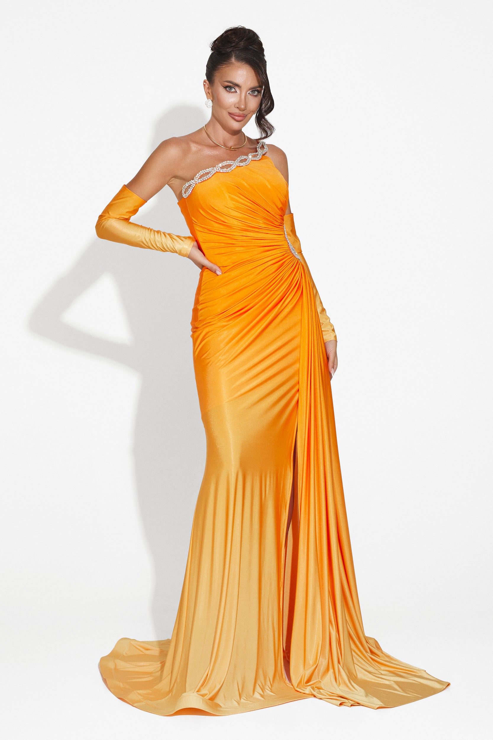 Noelia Bogas long orange women's dress