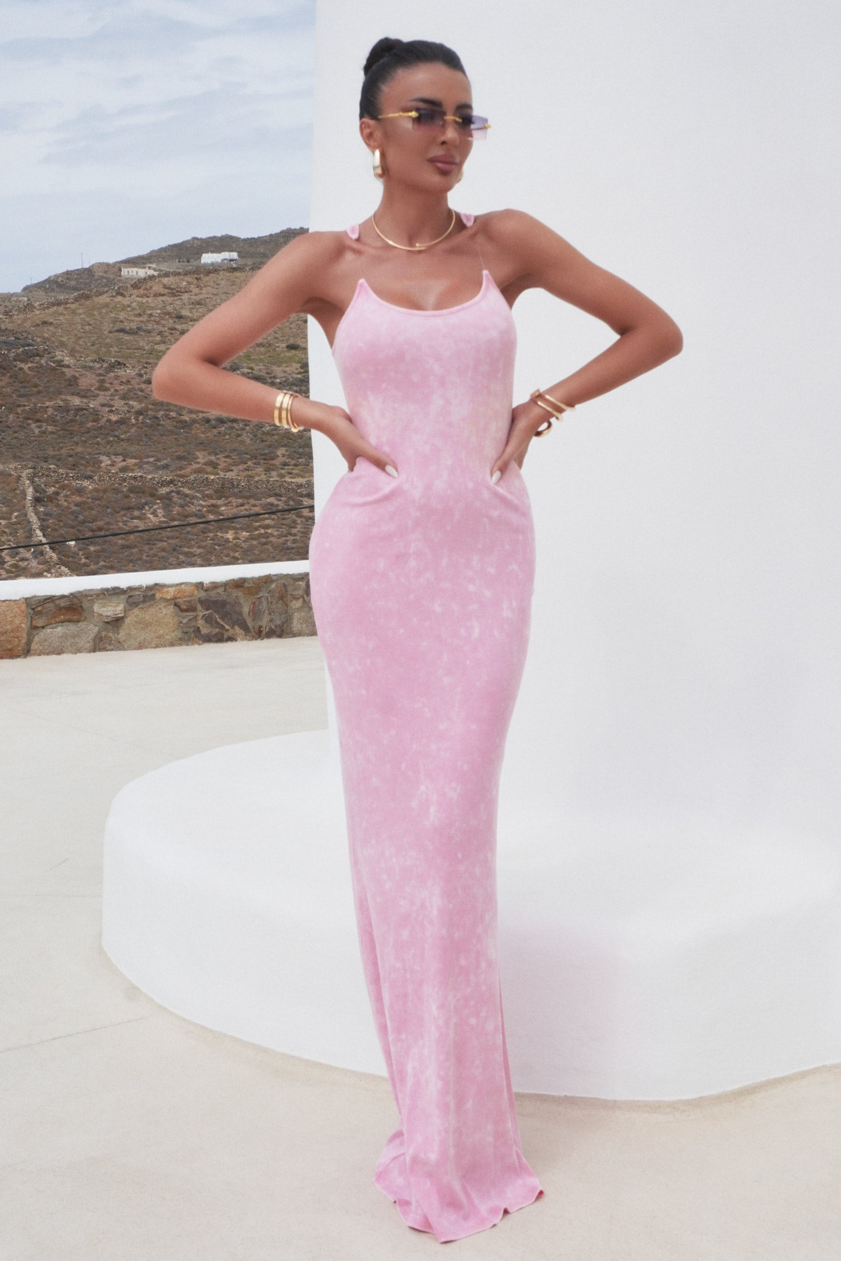 Long pink dress for women Riona Bogas