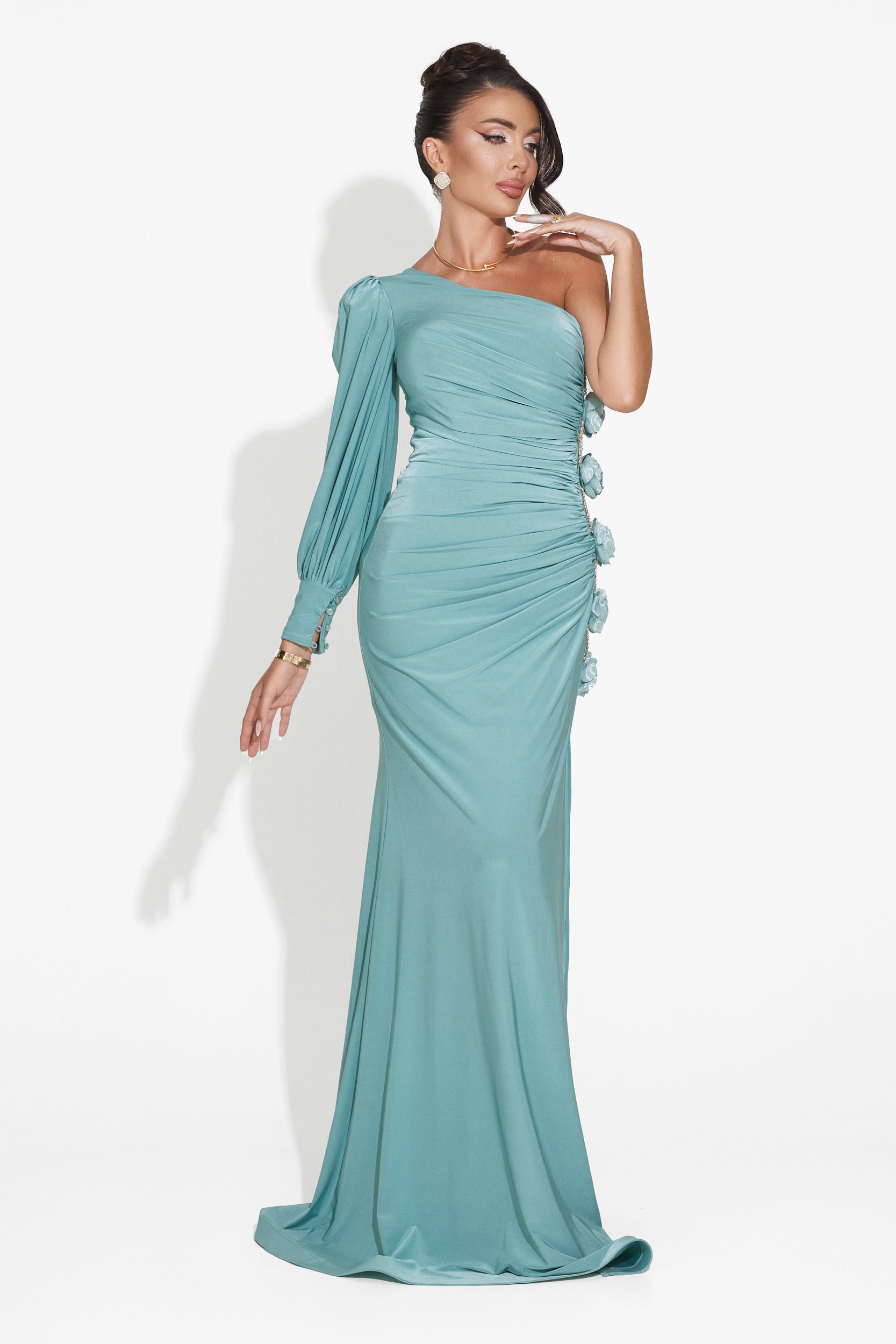 Turquoise long dress for women Fanda Bogas