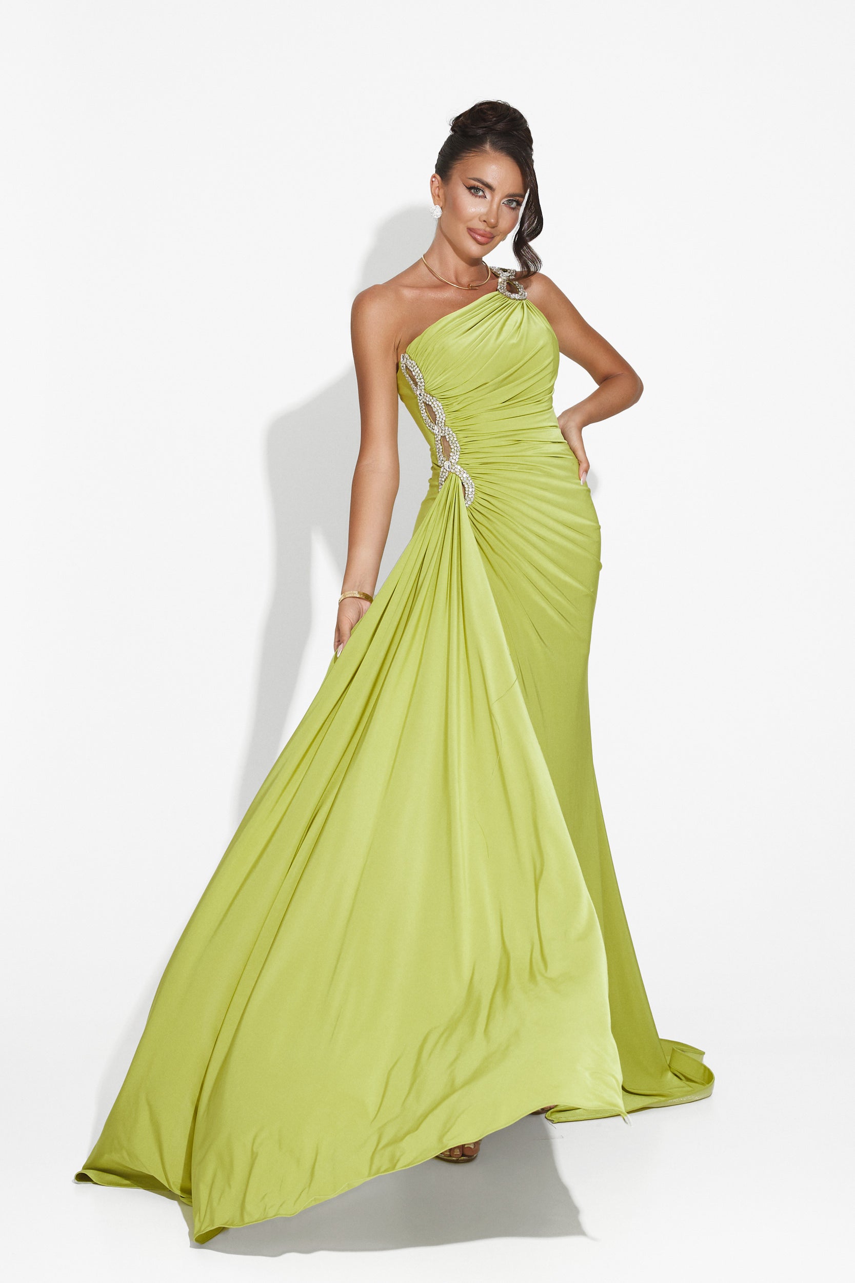 Rochie dama lunga verde lime Lanvina Bogas