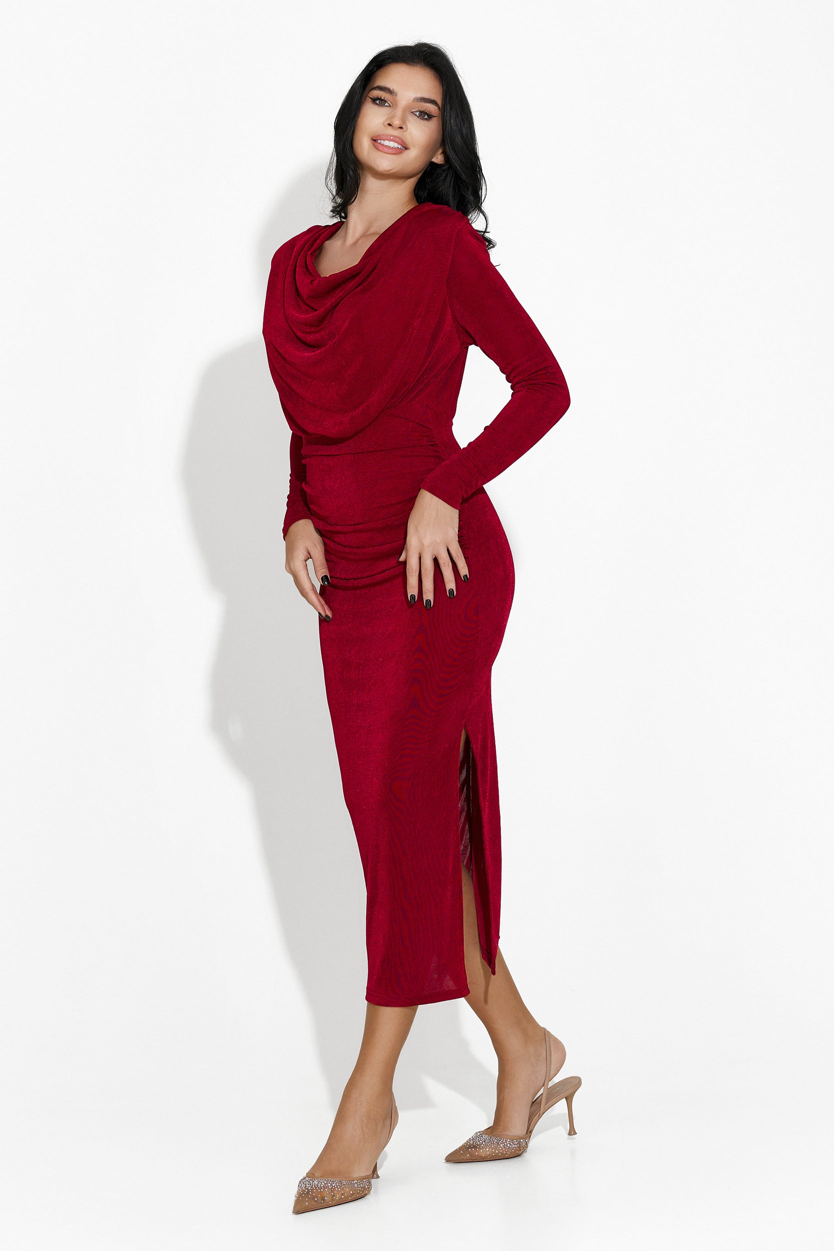 Women's burgundy midi dress Natacha Bogas