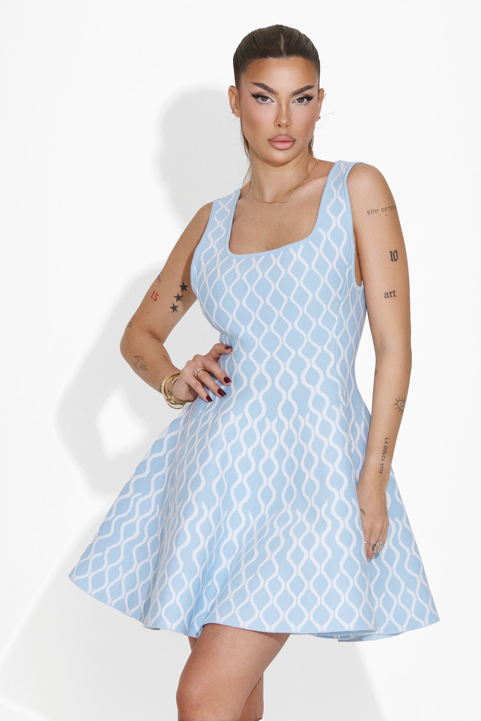 Rochie dama scurta eleganta bleu Shirma Bogas