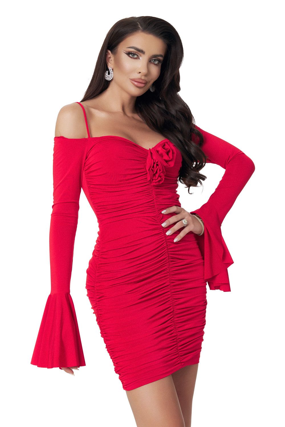 Rochie dama scurta lycra rosie Karely Bogas