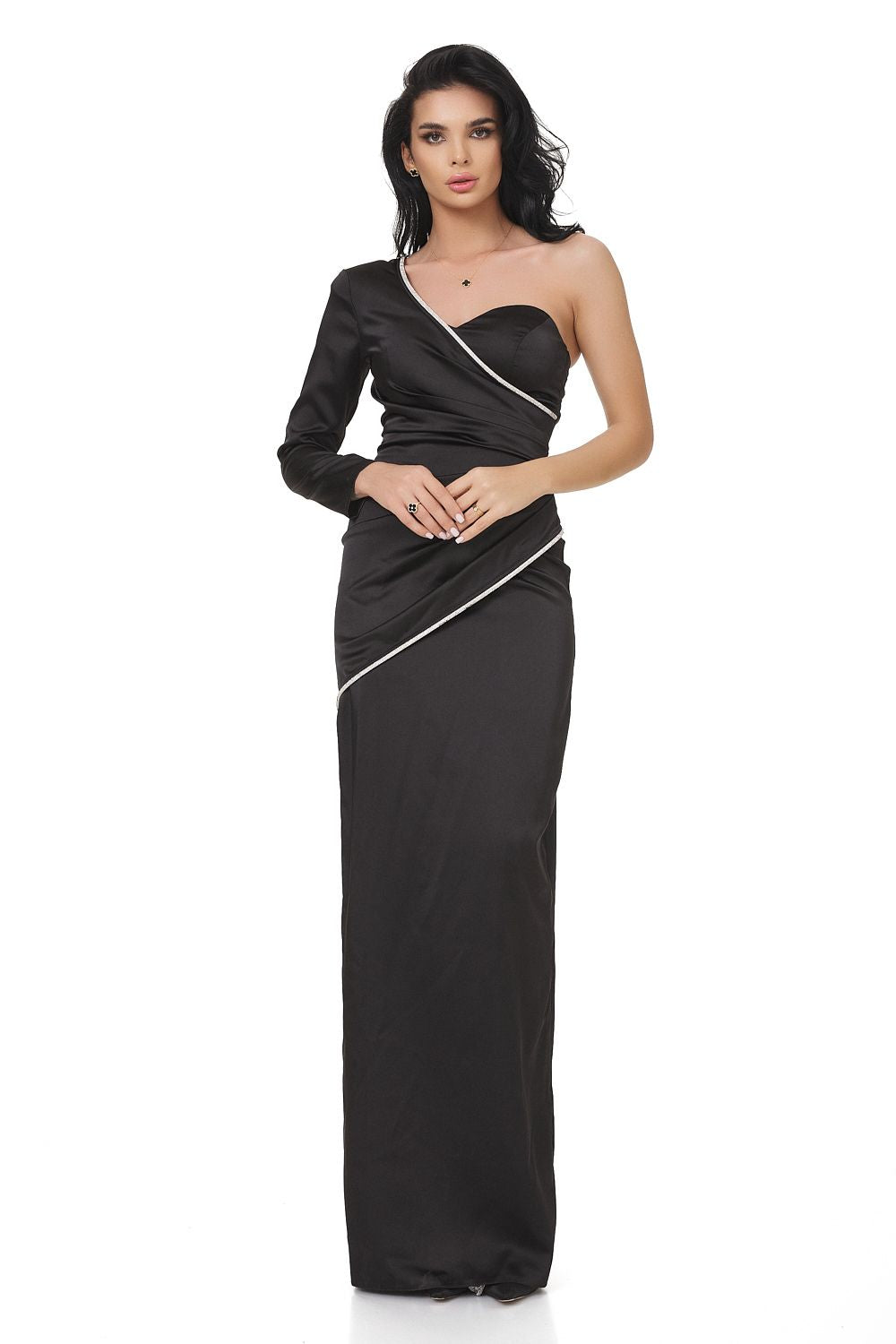 Marinette Bogas long black satin dress