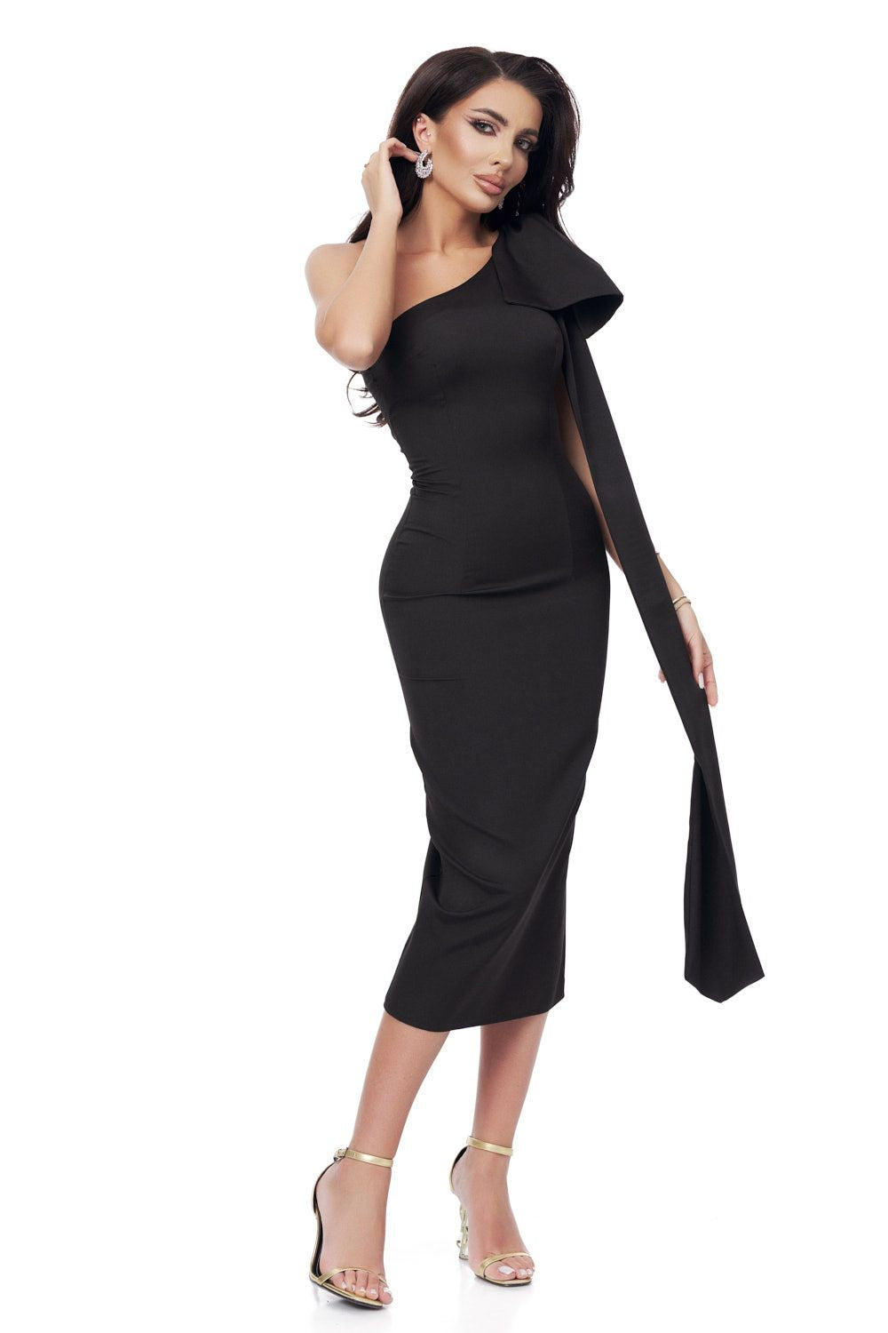 Marieke Bogas black fabric midi dress