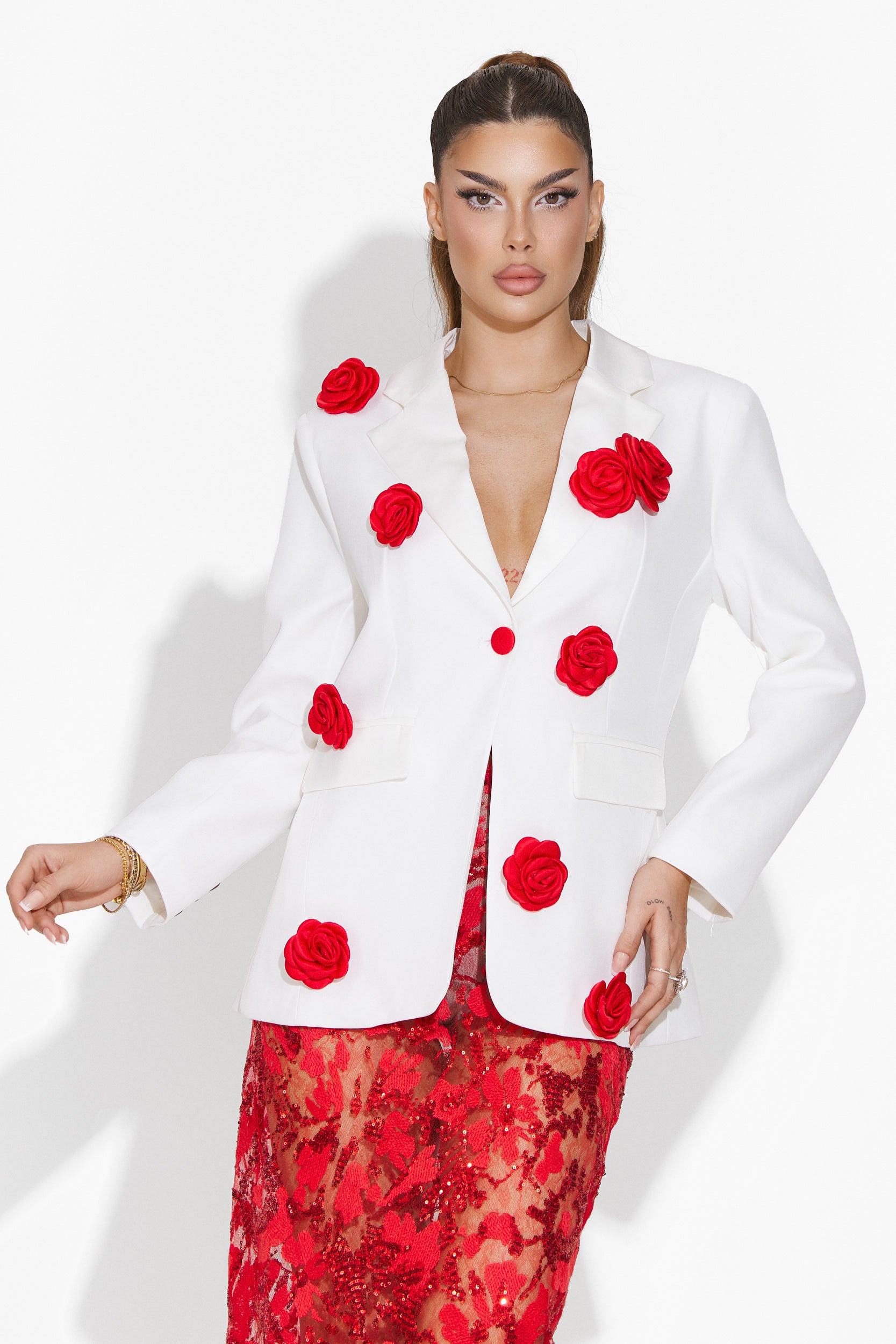 Elegant white women's blazer Caely Bogas