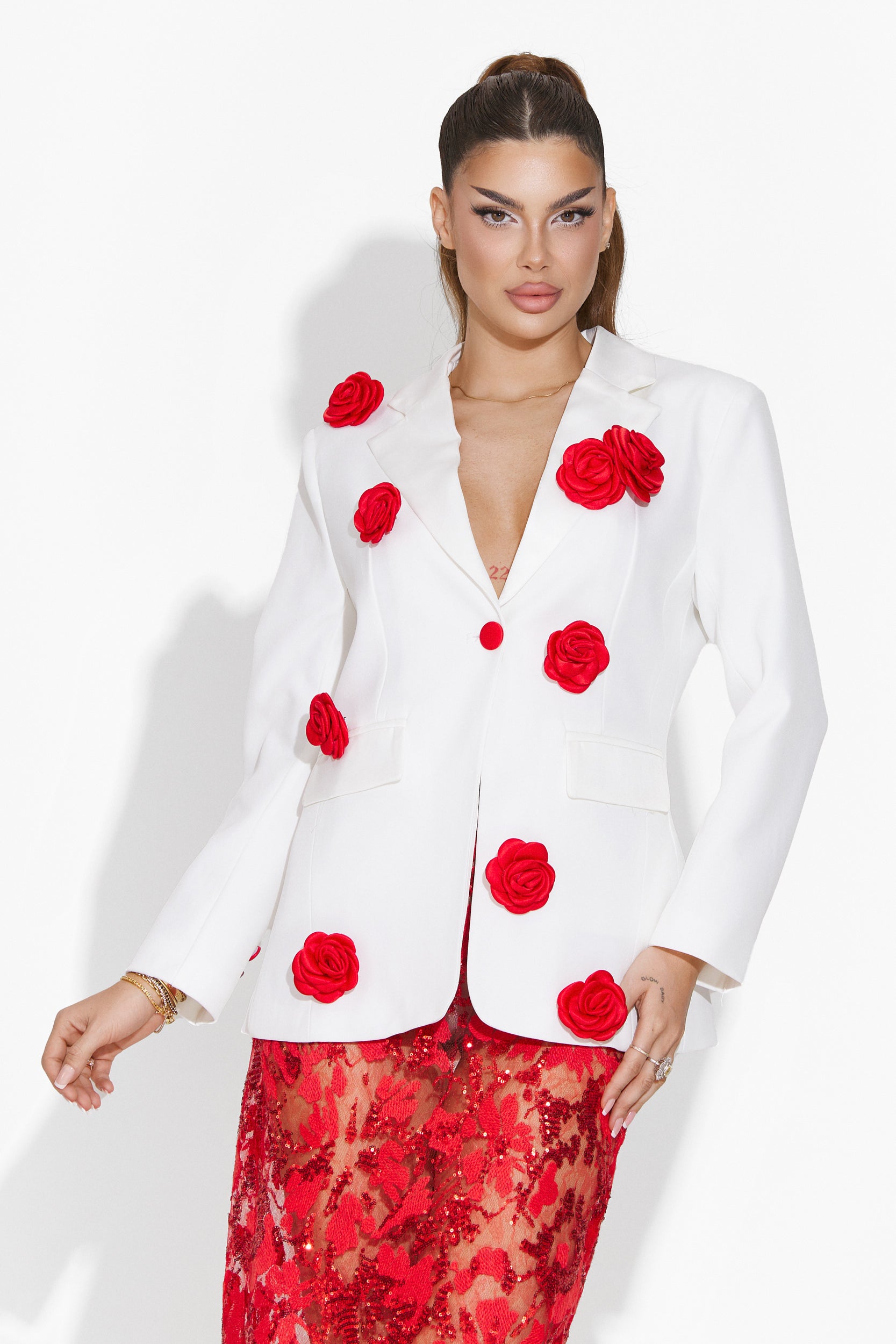 Elegant white women's blazer Caely Bogas