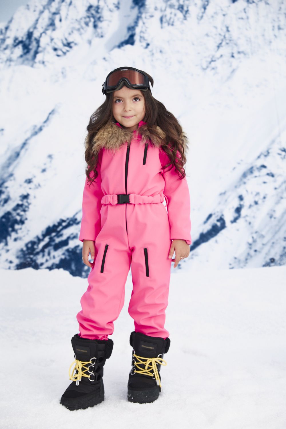 Salopeta ski copii roz neon Beverry Kids Bogas