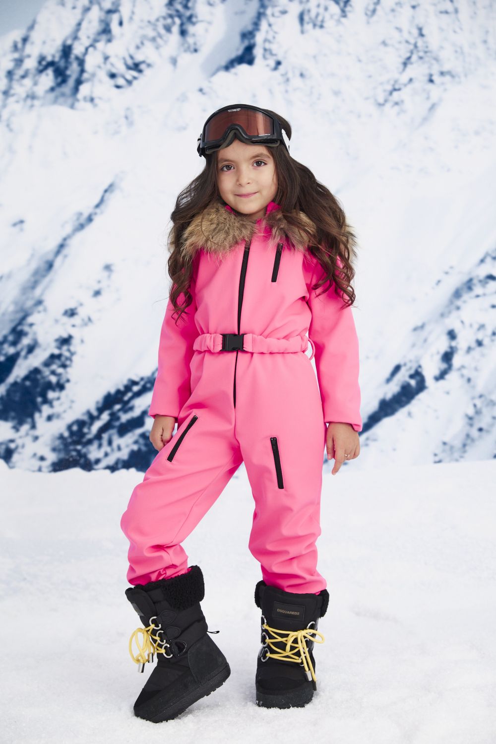 Salopeta ski copii roz neon Beverry Kids Bogas
