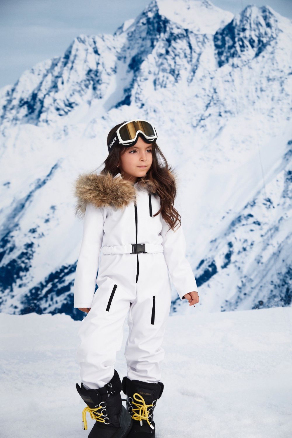 Beverry Kids Bogas white children's ski overalls