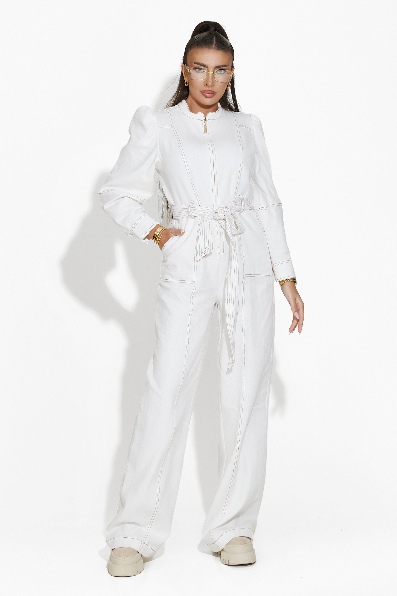 Tuyet Bogas white casual women's jumpsuit